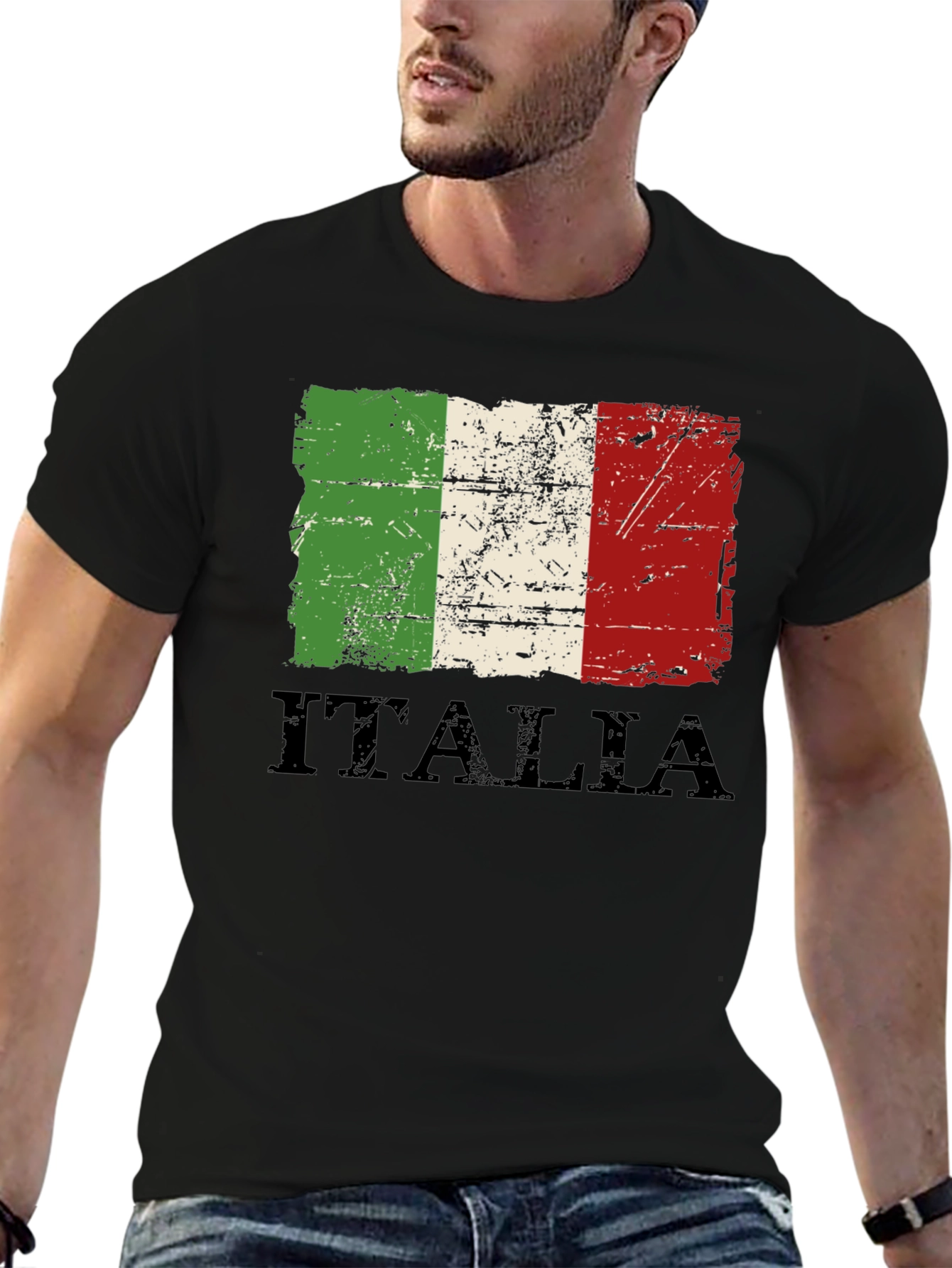 Italia Flag Distressed Graphic T-Shirt