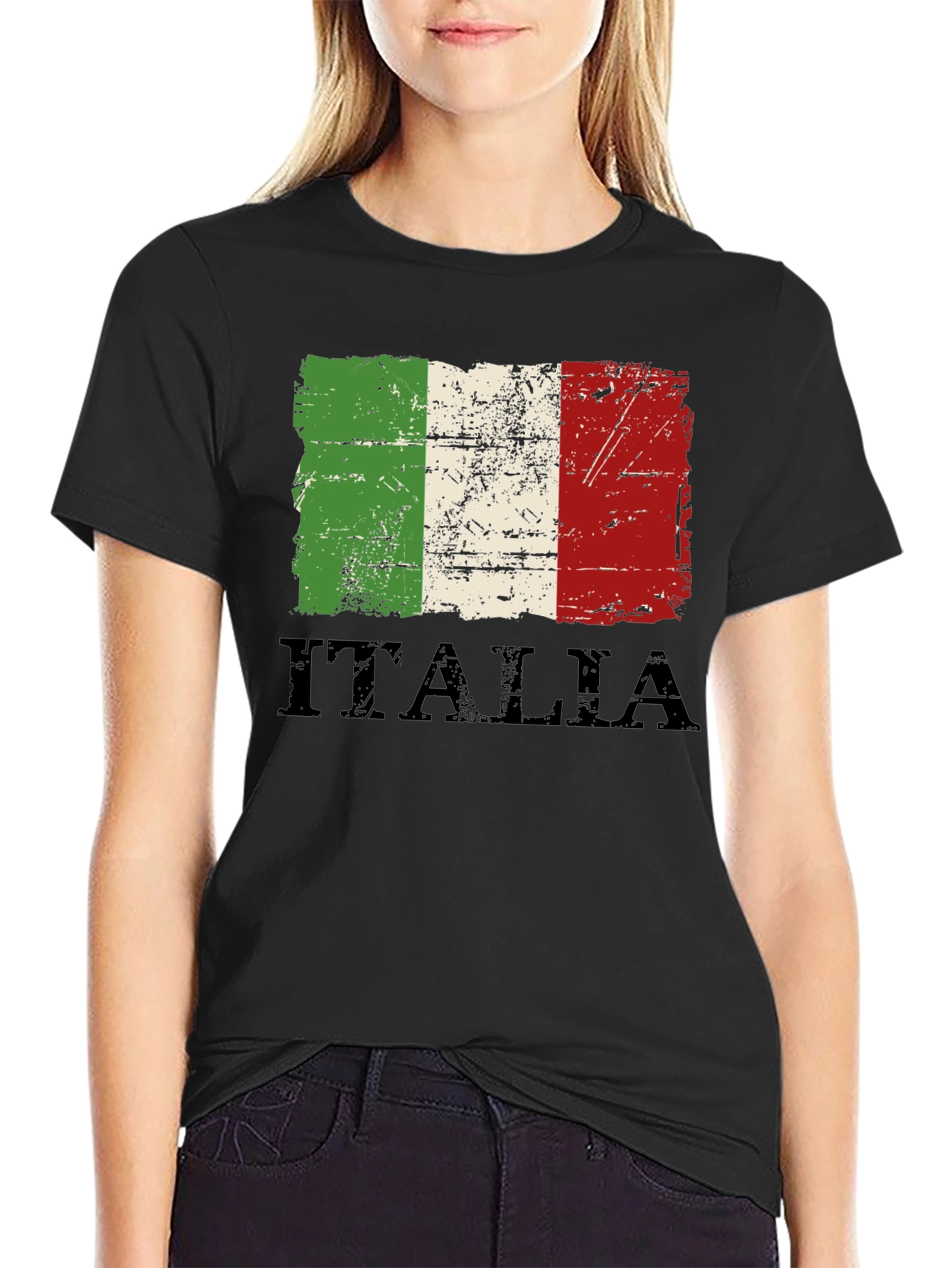 Italia Flag Distressed Graphic T-Shirt