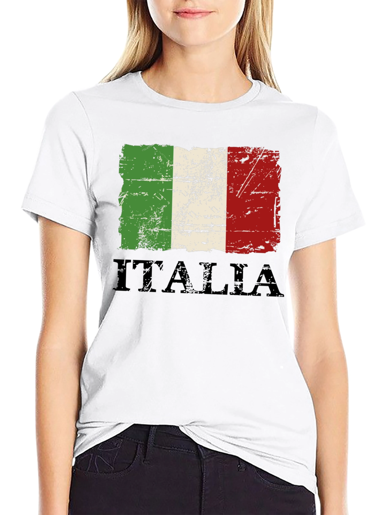 Italia Flag Distressed Graphic T-Shirt