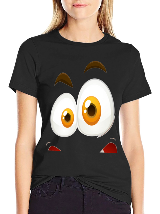 Funny Face Graphic T-Shirt - Black Cotton Blend
