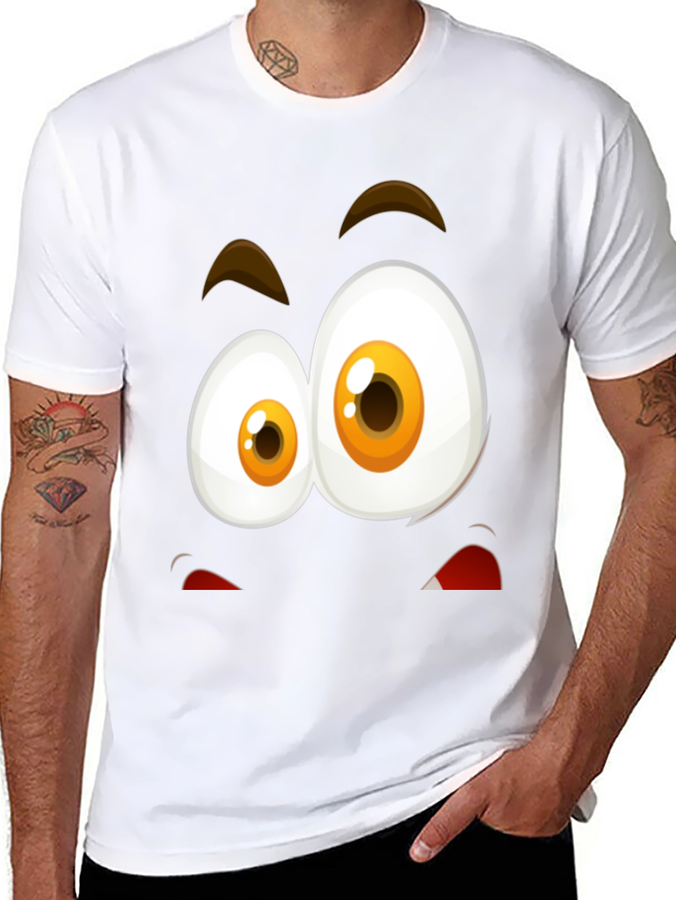 Funny Face Graphic T-Shirt - Black Cotton Blend
