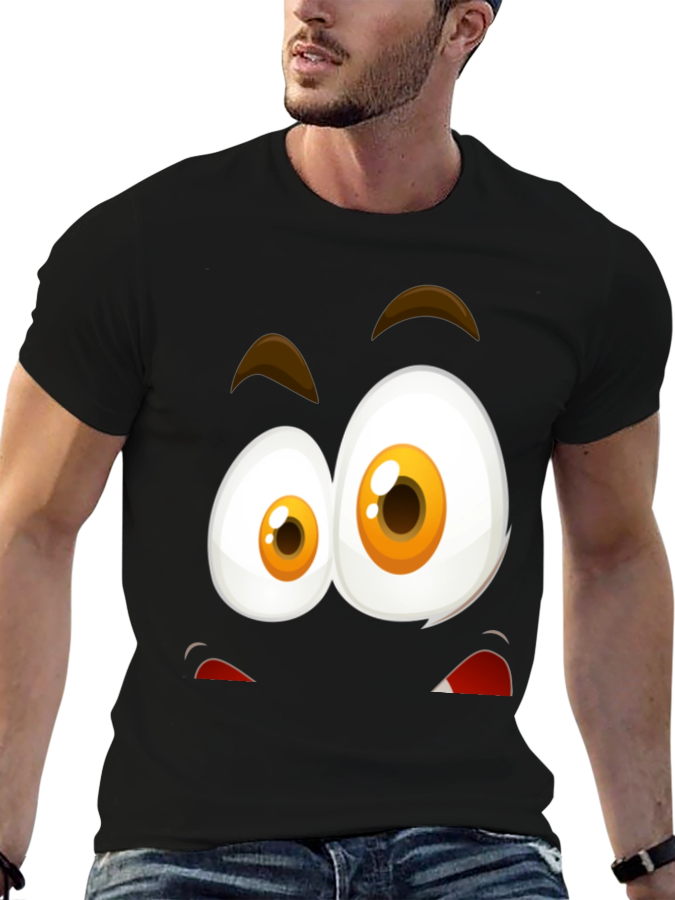 Funny Face Graphic T-Shirt - Black Cotton Blend