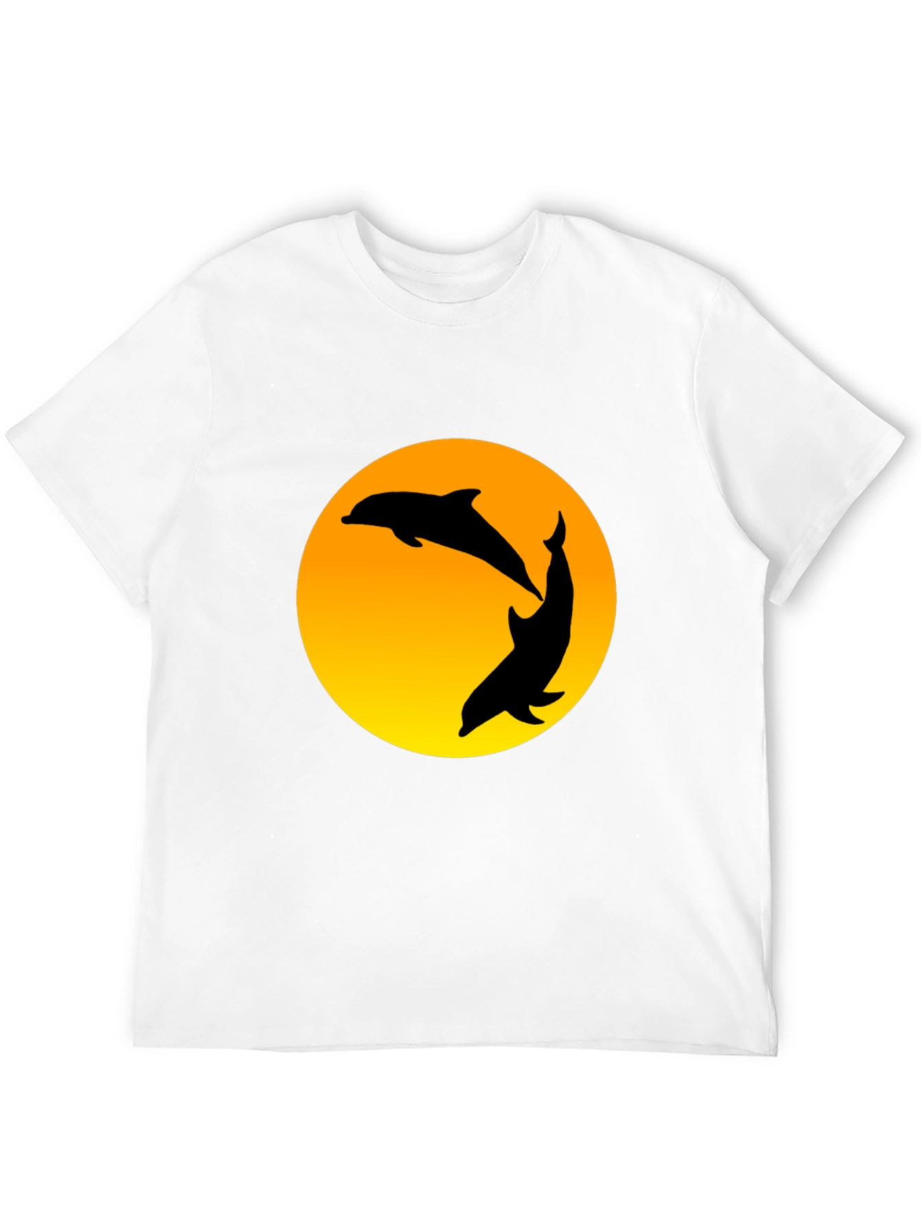 Dolphin Sunset Graphic T-Shirt - Black