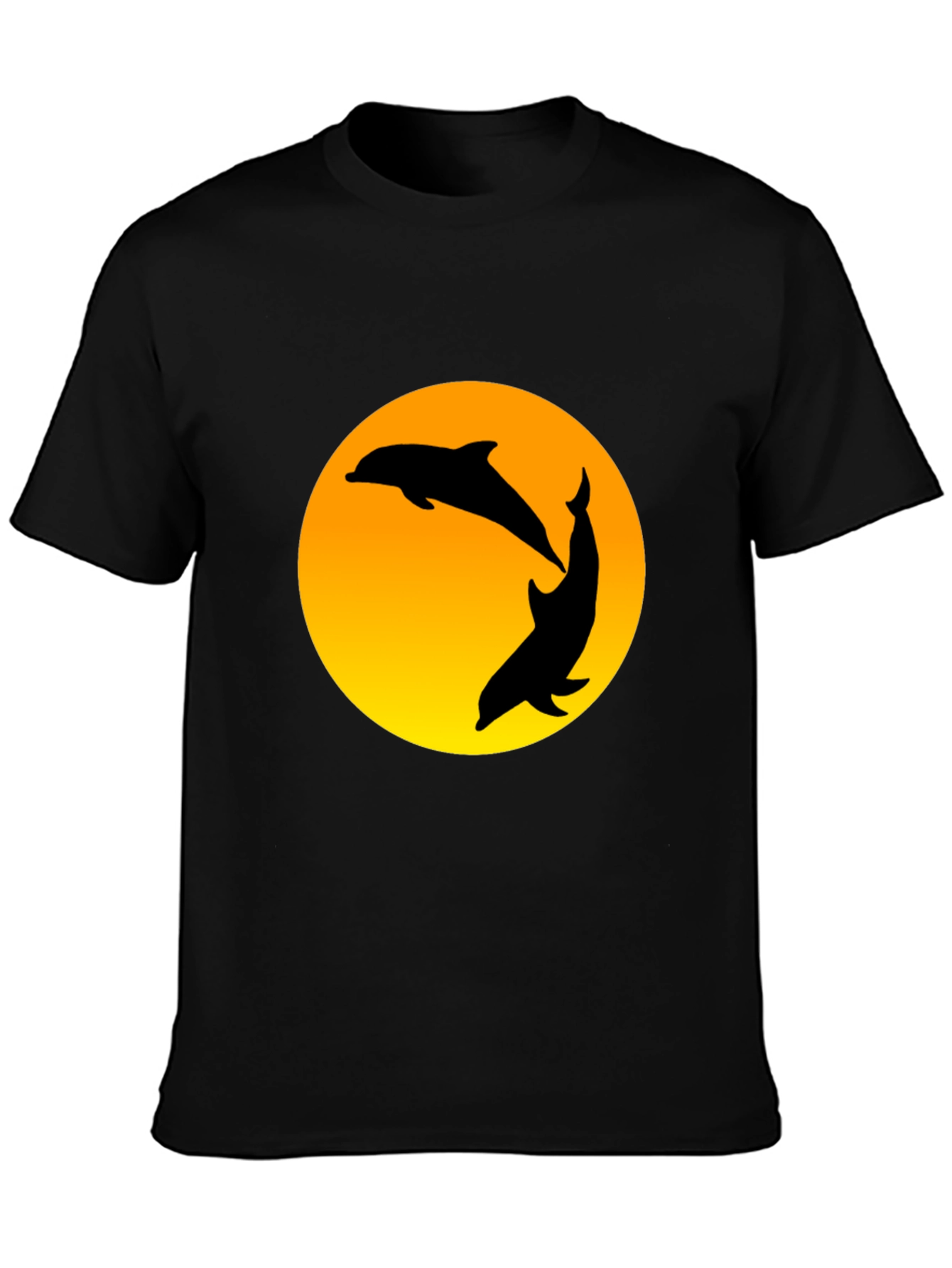 Dolphin Sunset Graphic T-Shirt - Black