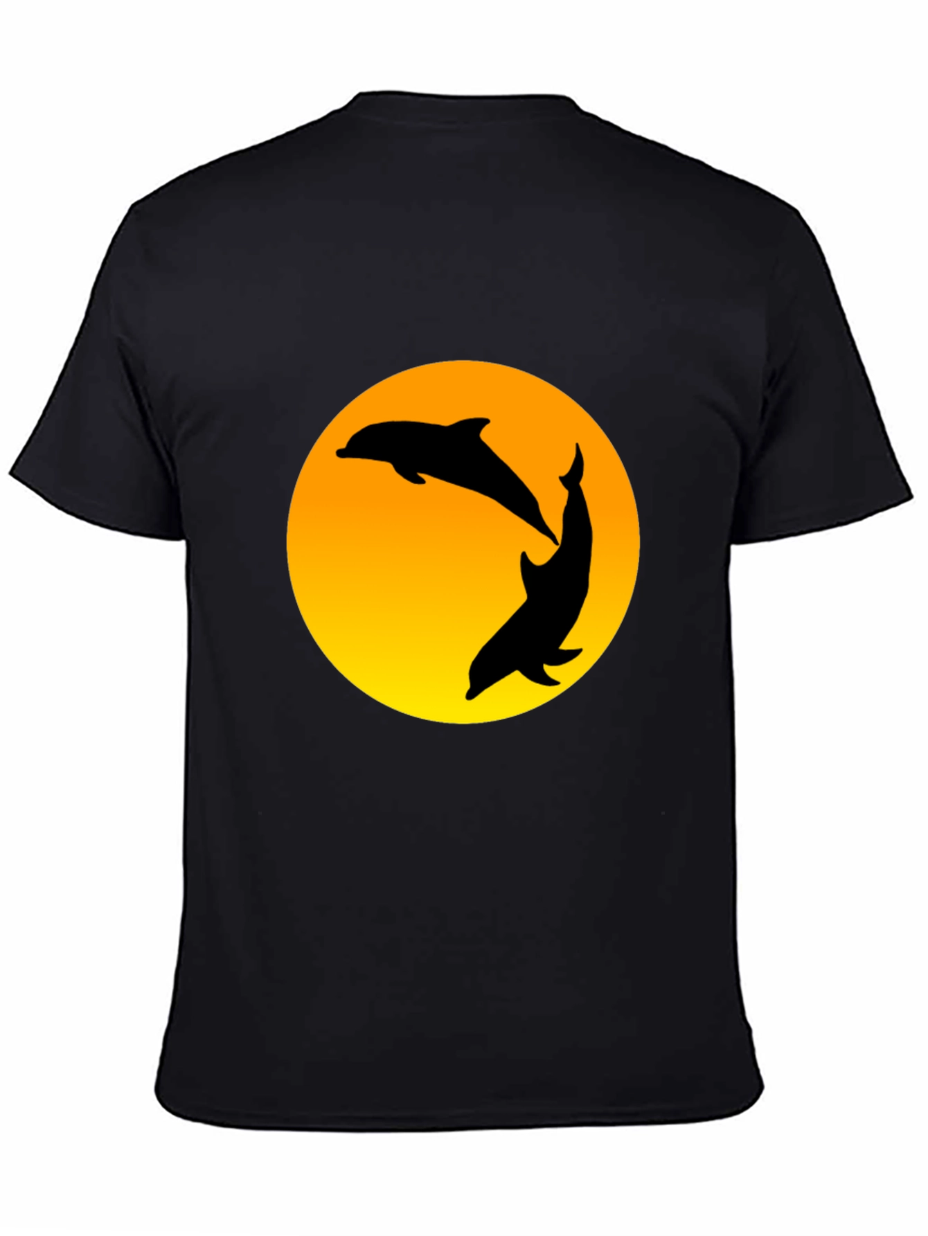 Dolphin Sunset Graphic T-Shirt - Black