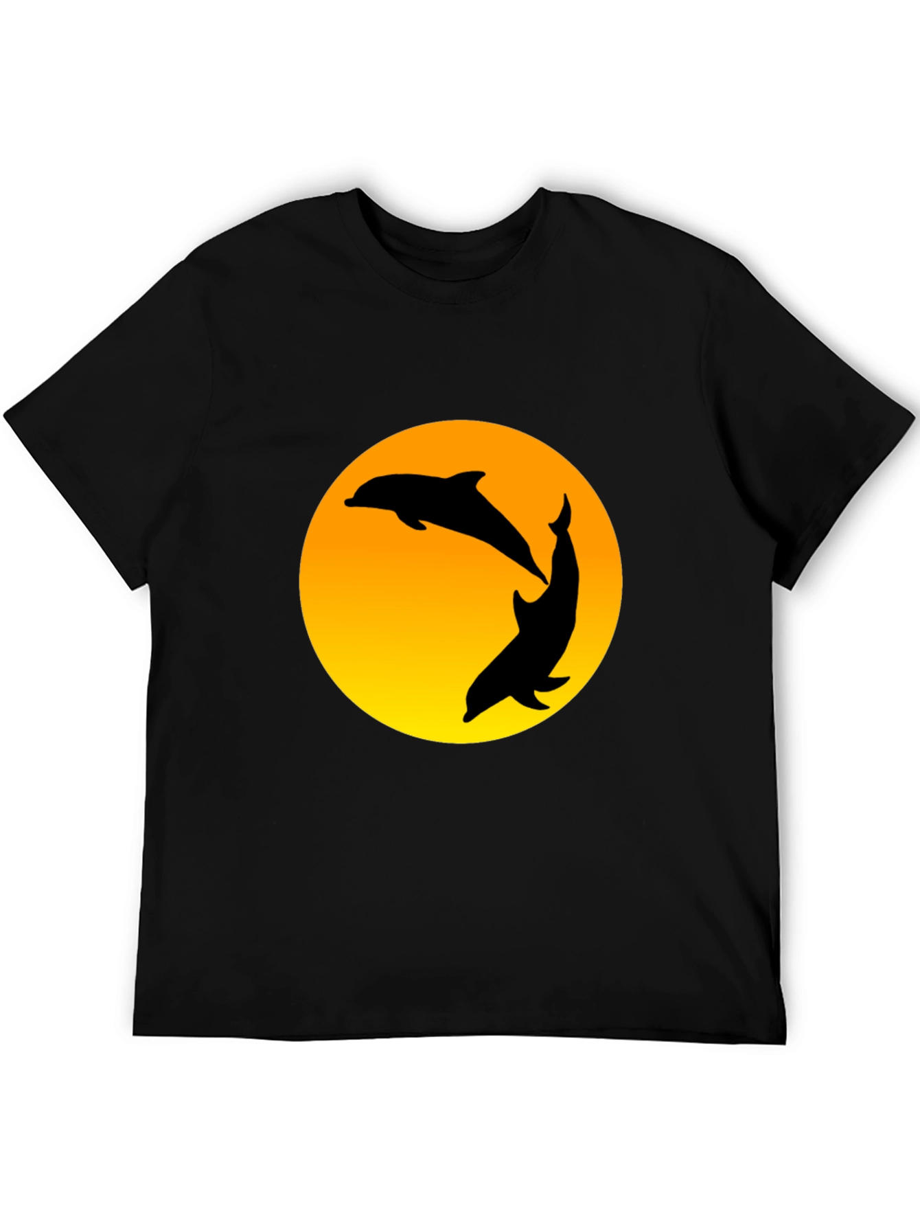 Dolphin Sunset Graphic T-Shirt - Black
