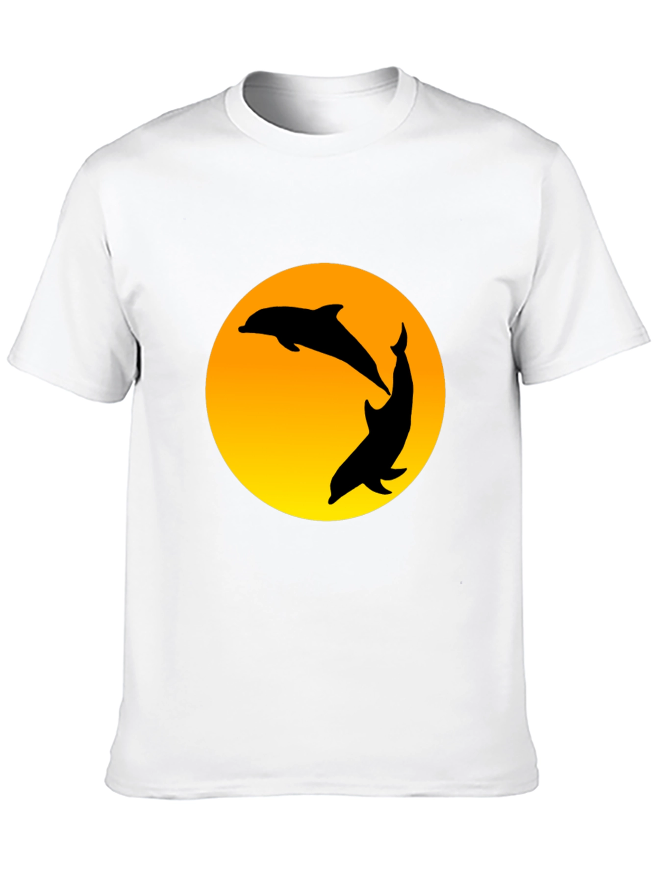 Dolphin Sunset Graphic T-Shirt - Black
