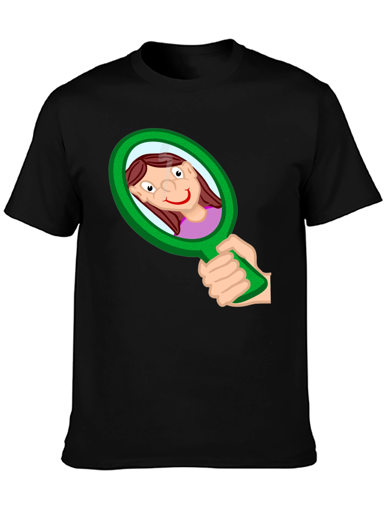 Funny Cartoon Mirror T-Shirt - Black