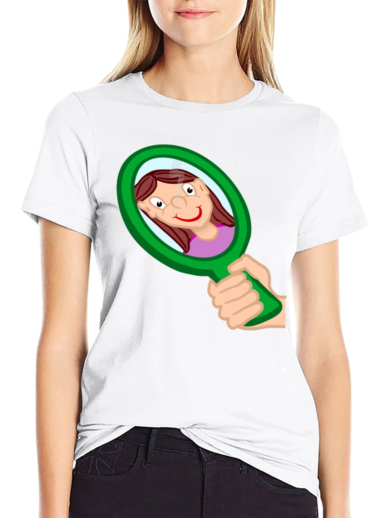 Funny Cartoon Mirror T-Shirt - Black
