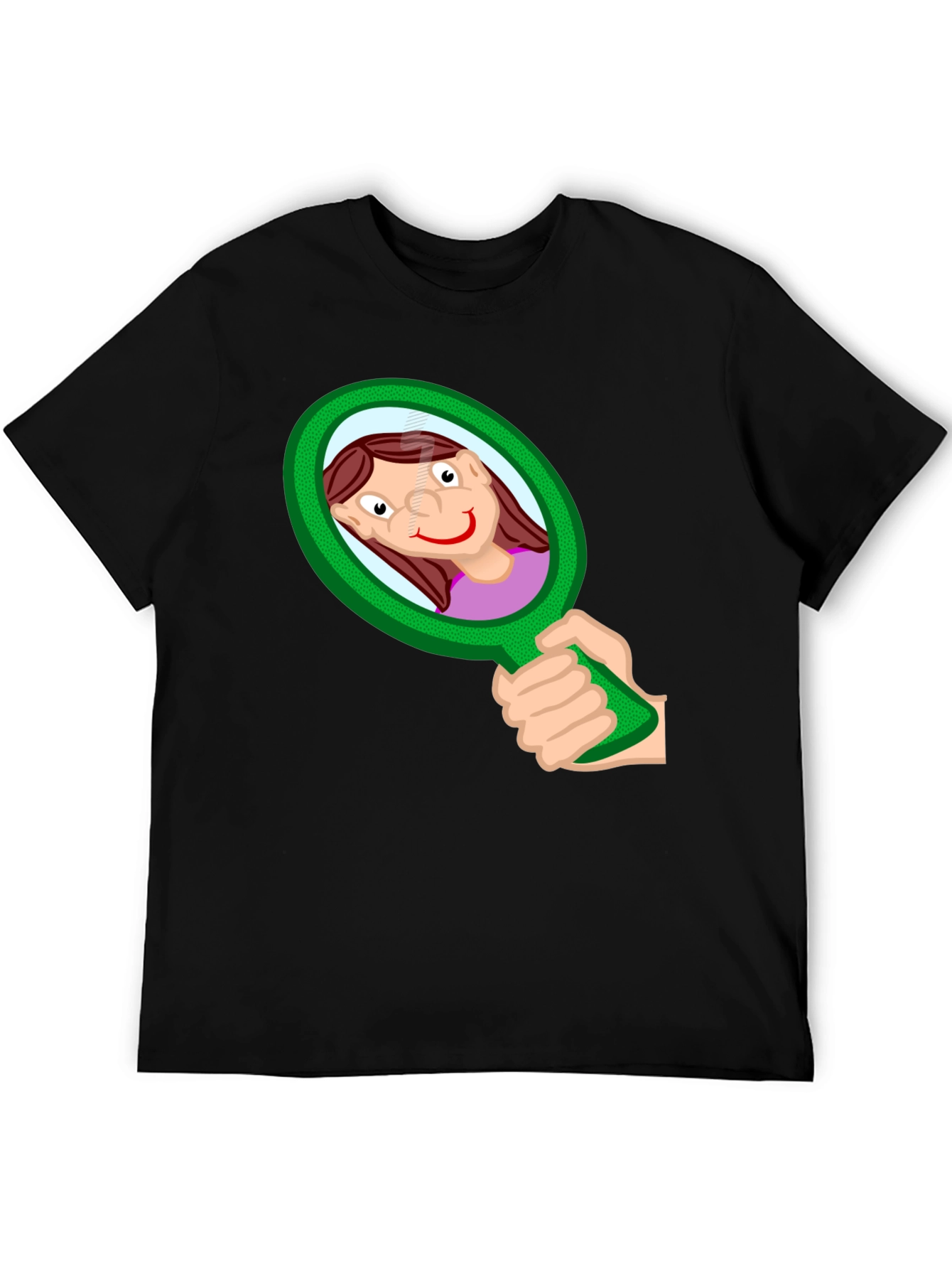 Funny Cartoon Mirror T-Shirt - Black