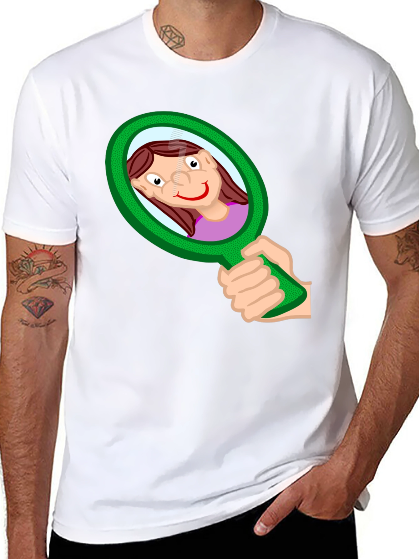 Funny Cartoon Mirror T-Shirt - Black