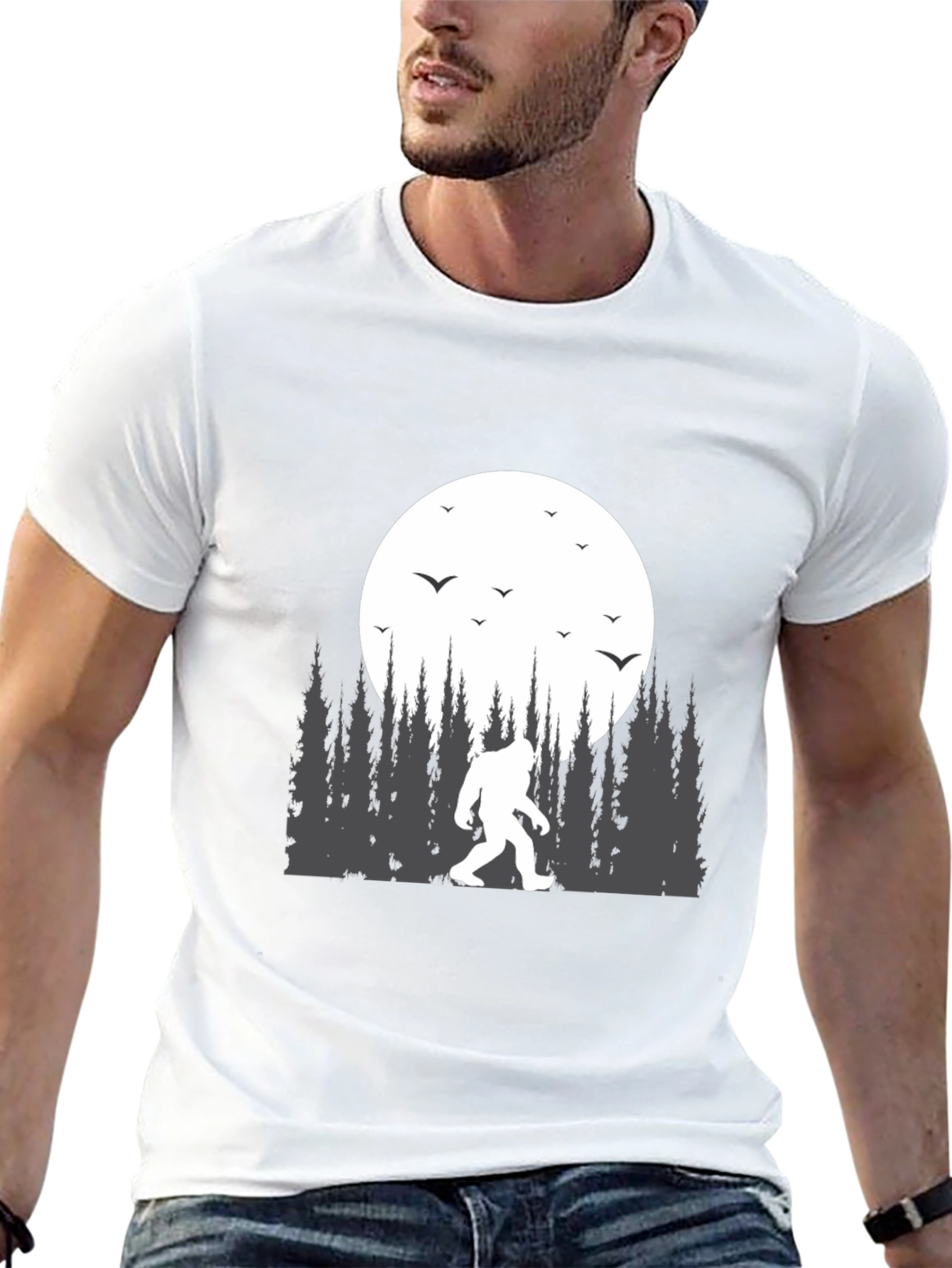 Bigfoot Moon T-Shirt - Cryptid Design