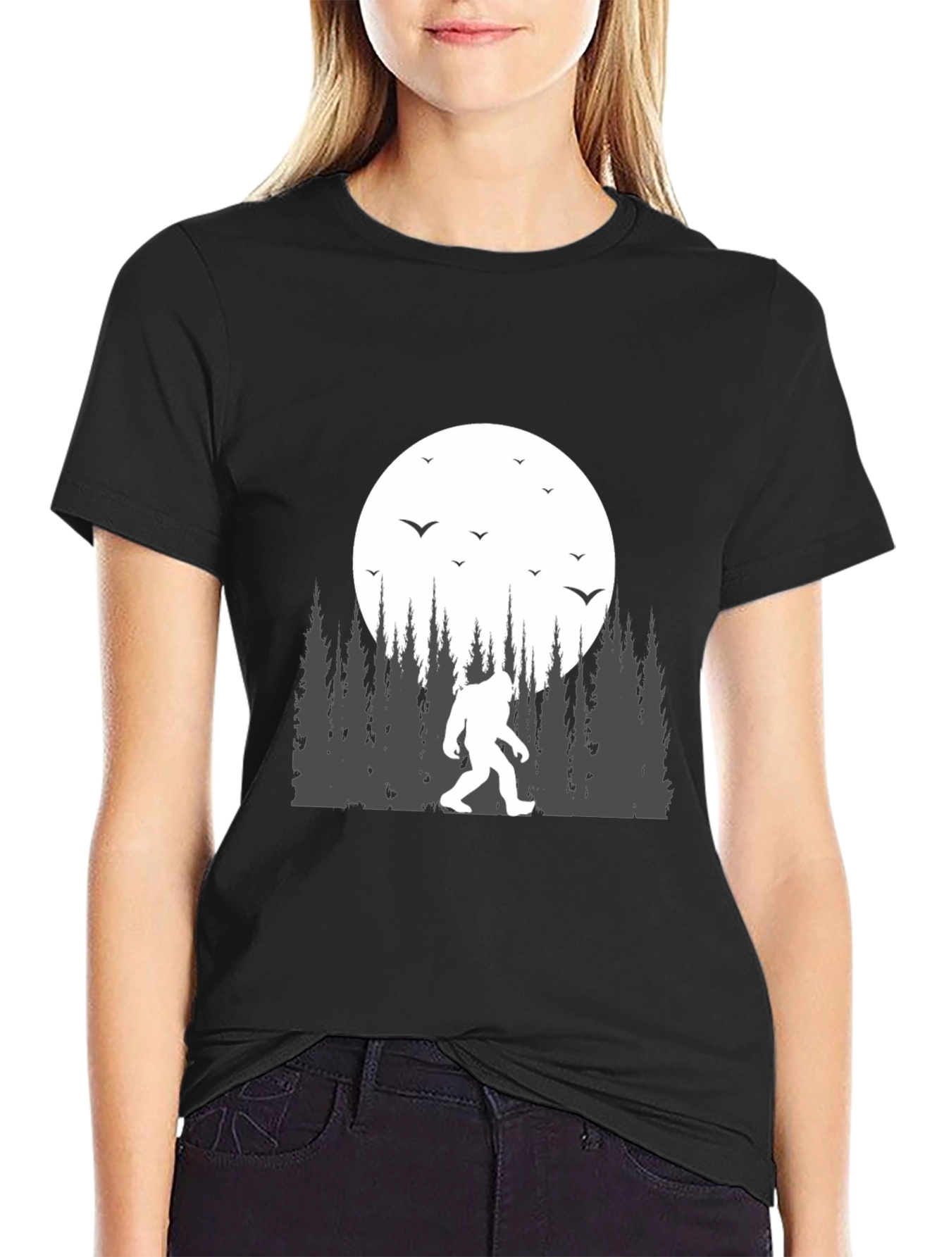 Bigfoot Moon T-Shirt - Cryptid Design