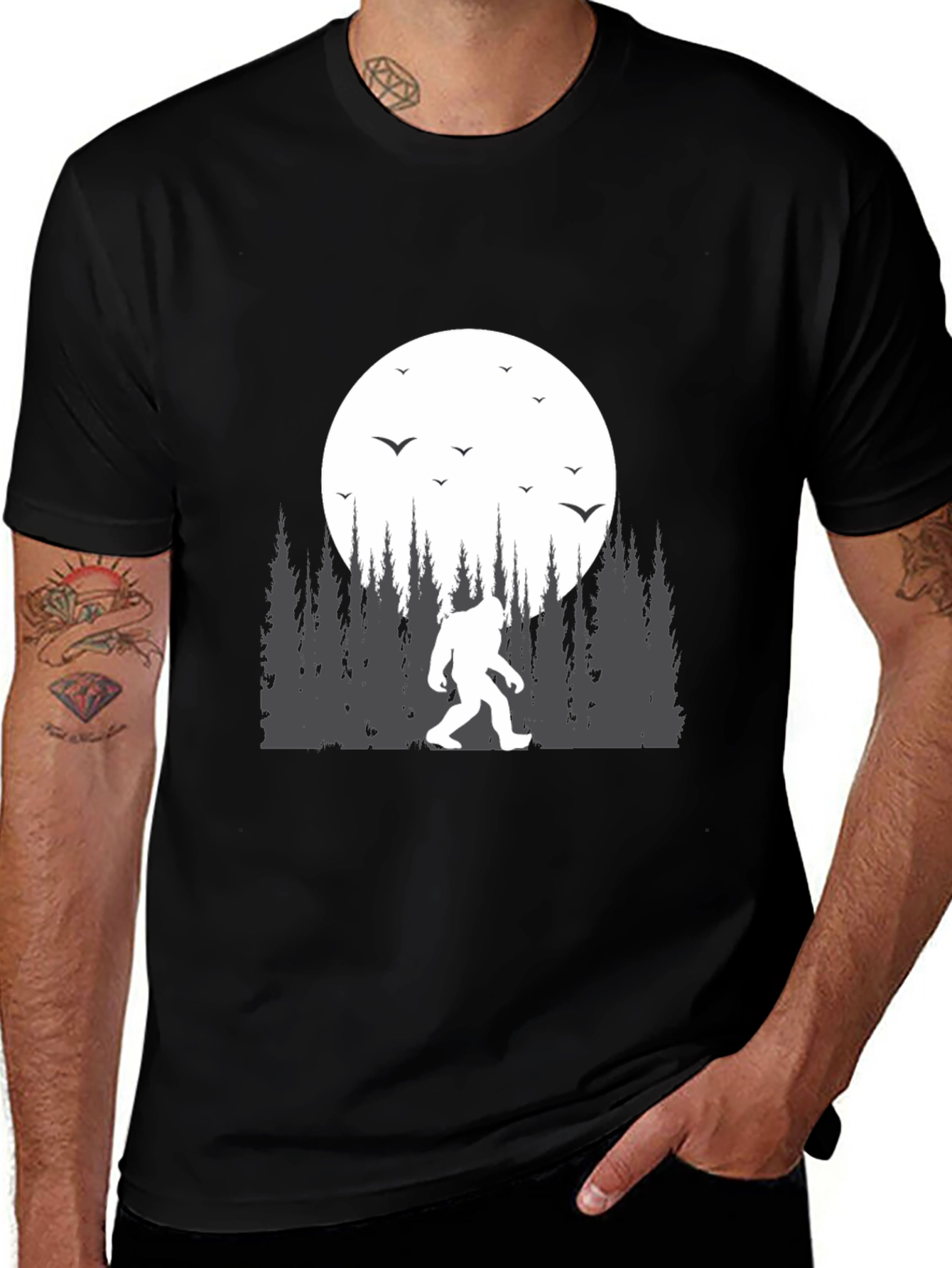 Bigfoot Moon T-Shirt - Cryptid Design