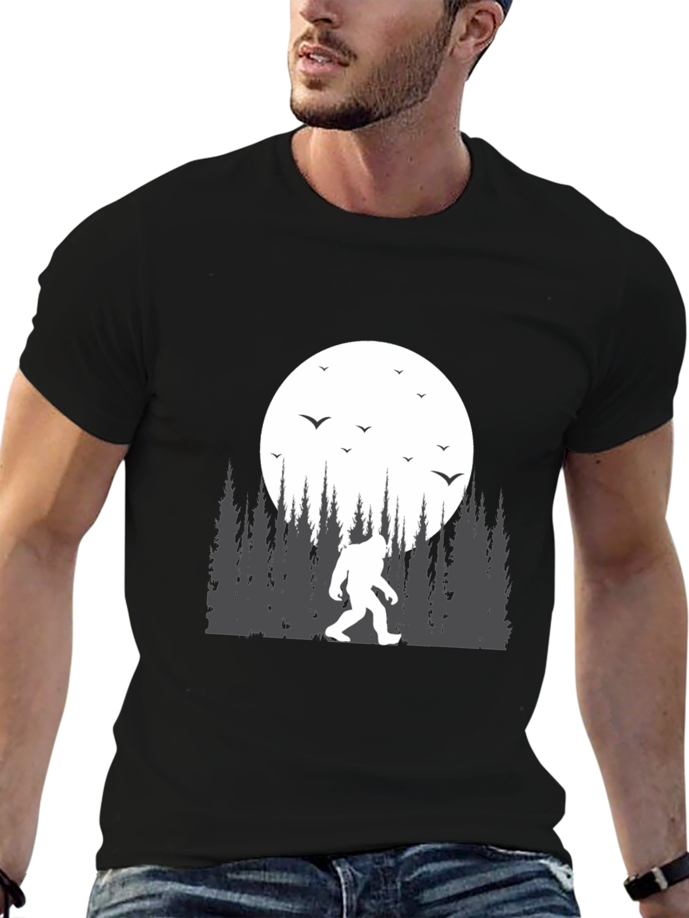 Bigfoot Moon T-Shirt - Cryptid Design