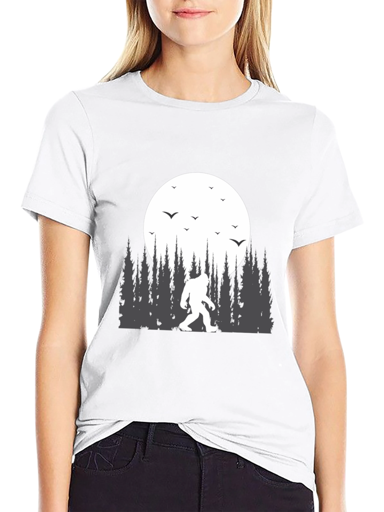 Bigfoot Moon T-Shirt - Cryptid Design