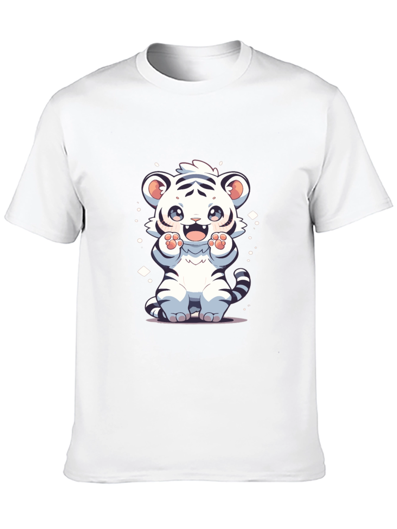 Cute White Tiger Cartoon Graphic Tee