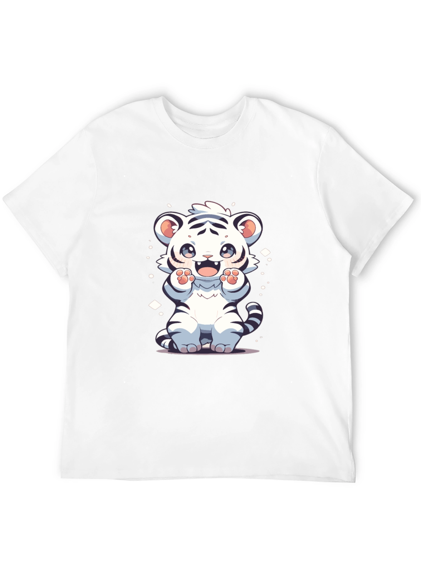 Cute White Tiger Cartoon Graphic Tee