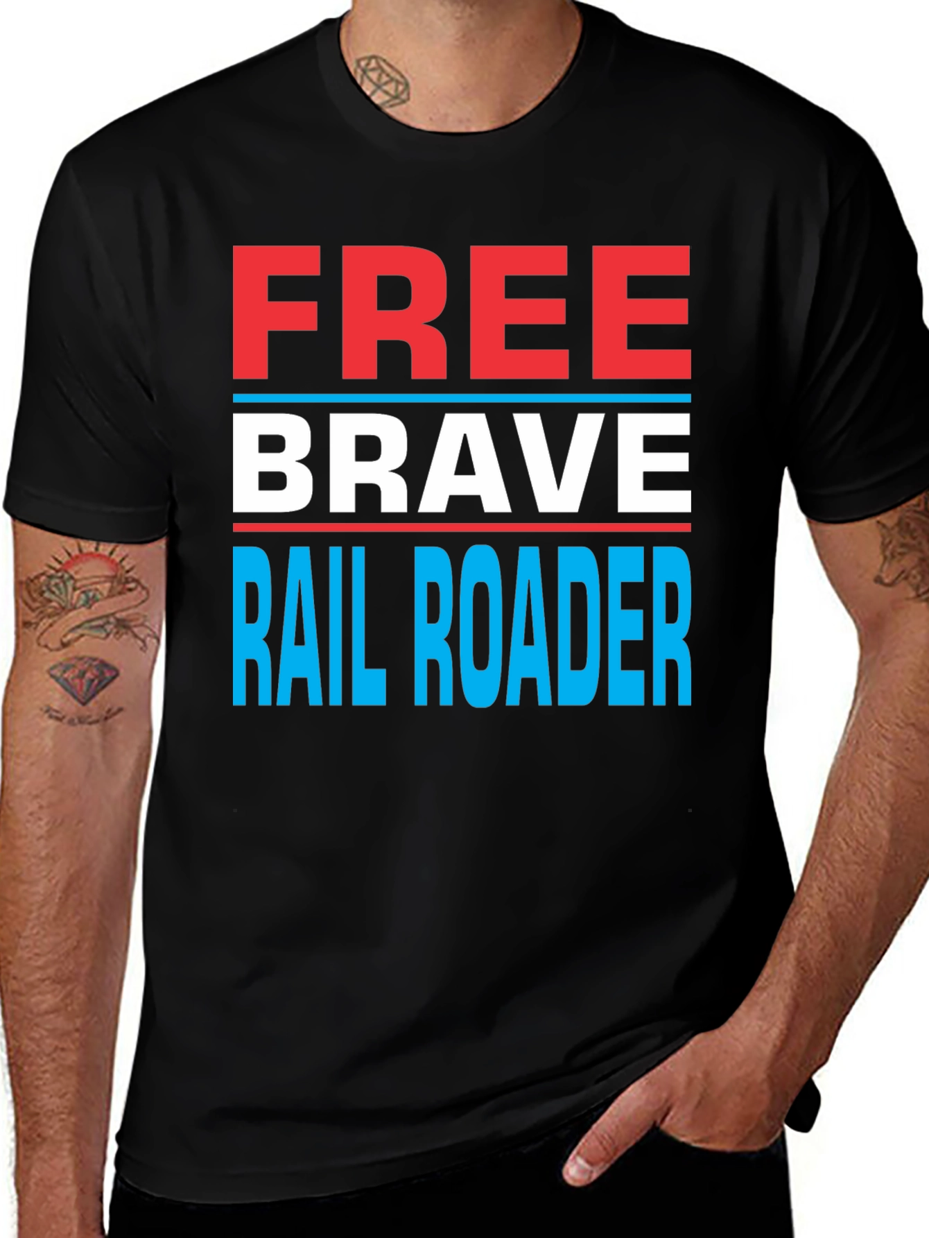 Free Brave Railroader Graphic T-Shirt