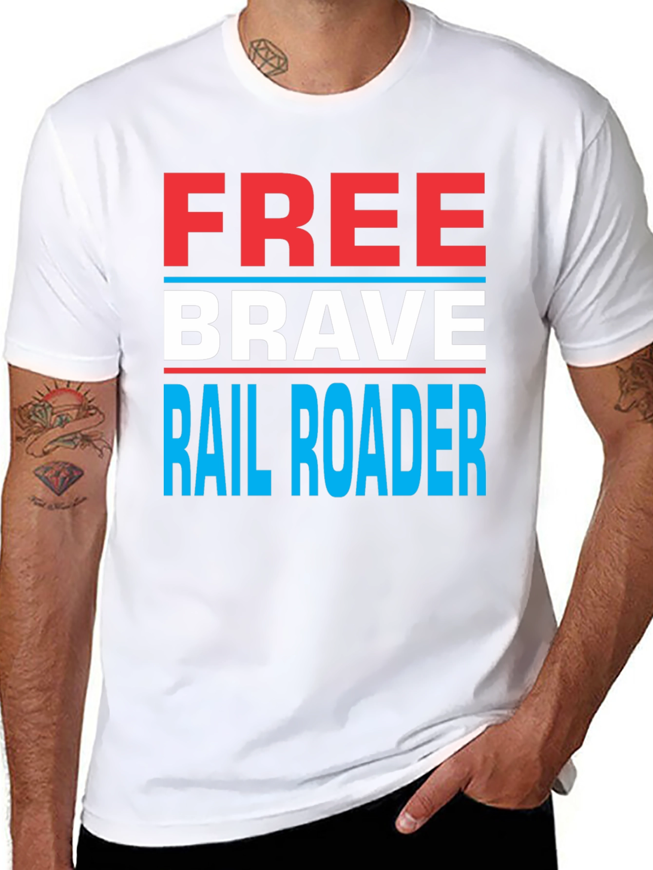 Free Brave Railroader Graphic T-Shirt
