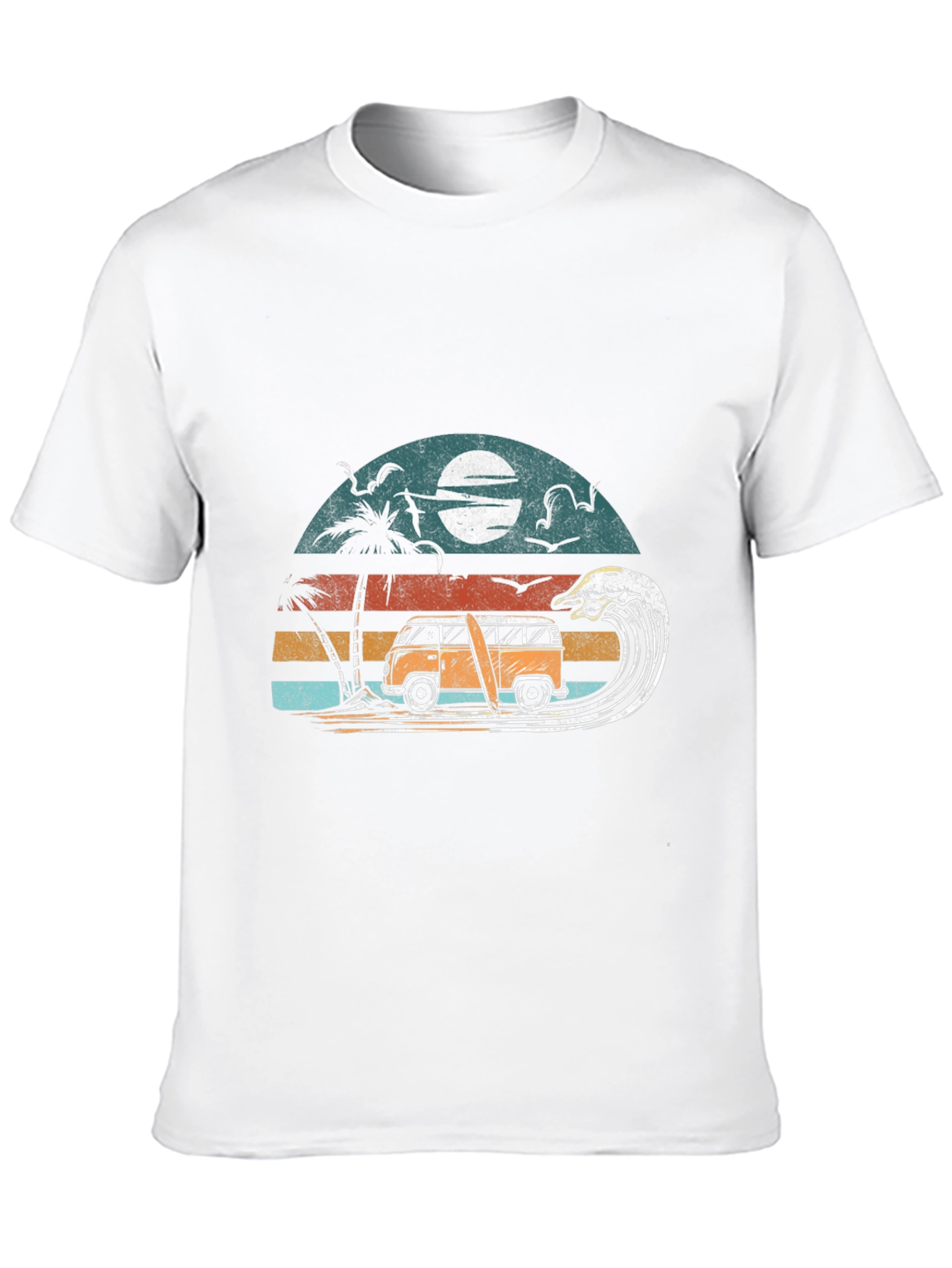 Retro Surf Van Tee - Black Cotton Graphic T-Shirt