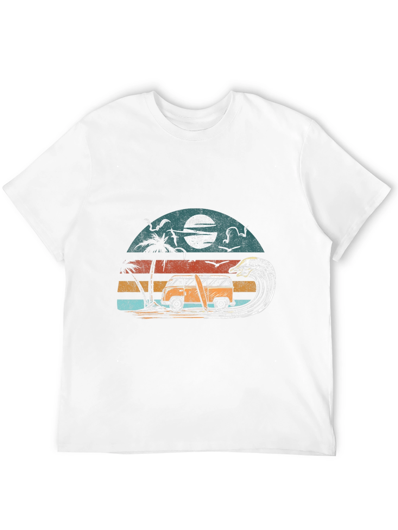 Retro Surf Van Tee - Black Cotton Graphic T-Shirt