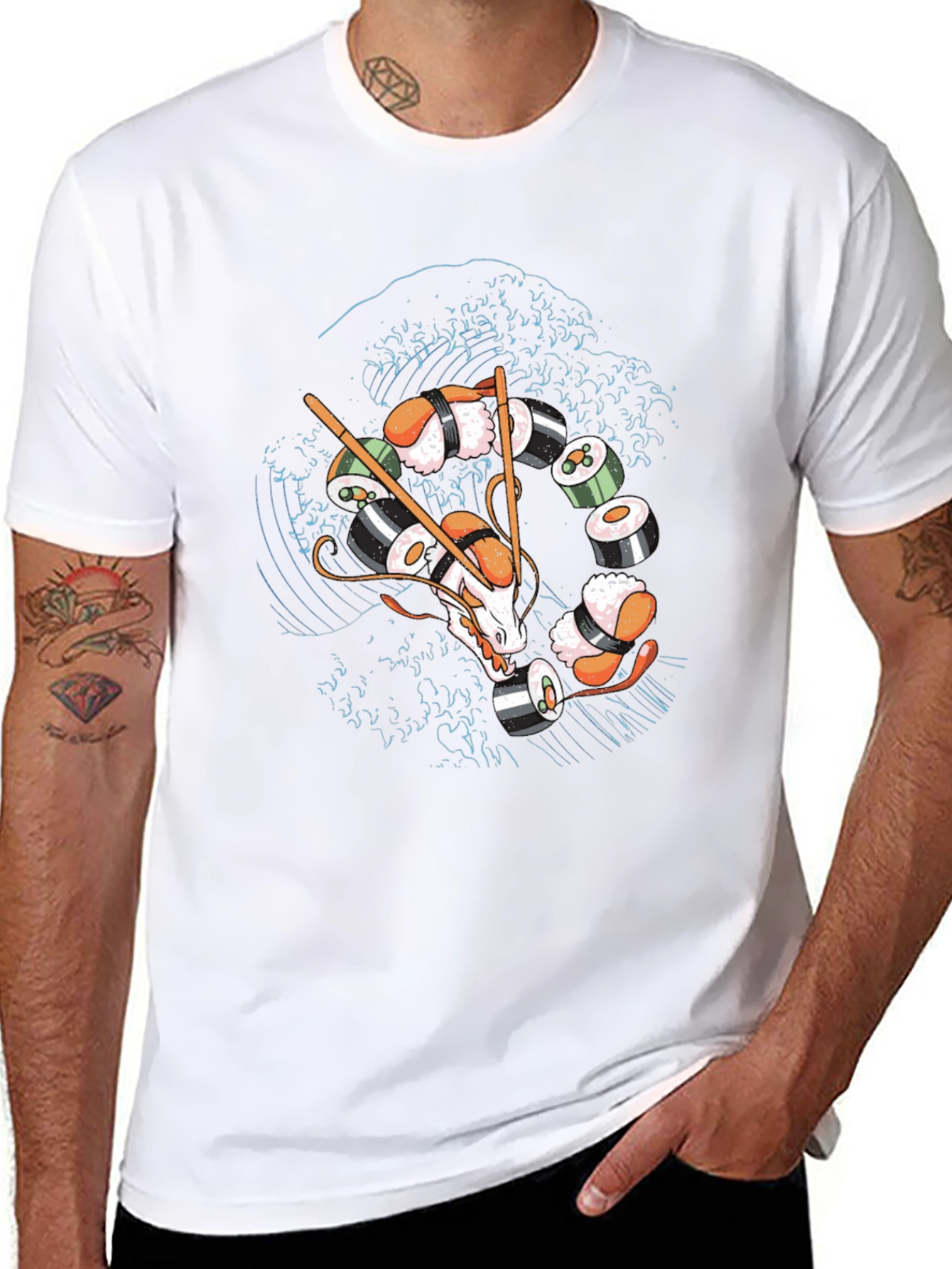 Sushi Dragon T-Shirt - Unique Graphic Tee