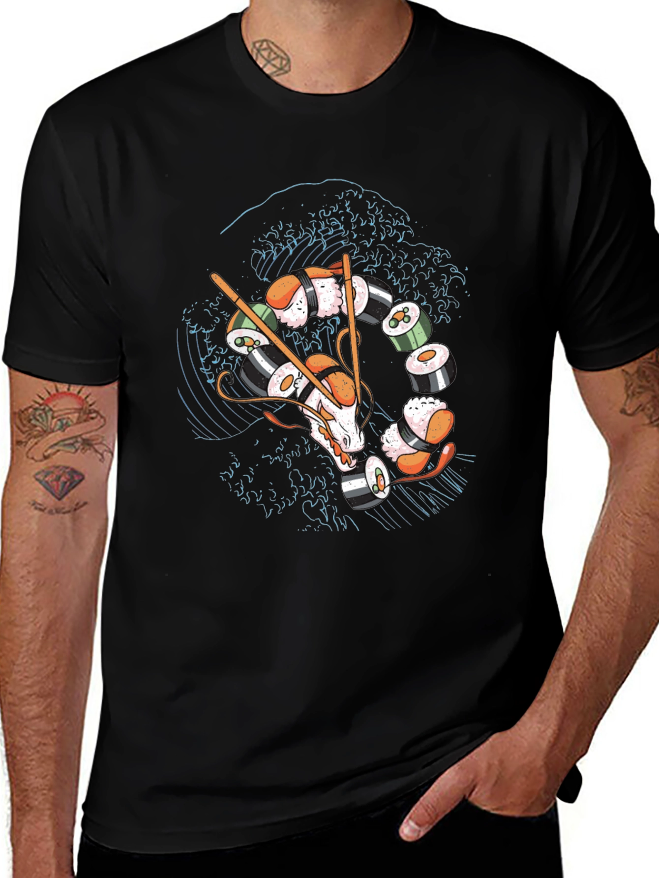 Sushi Dragon T-Shirt - Unique Graphic Tee