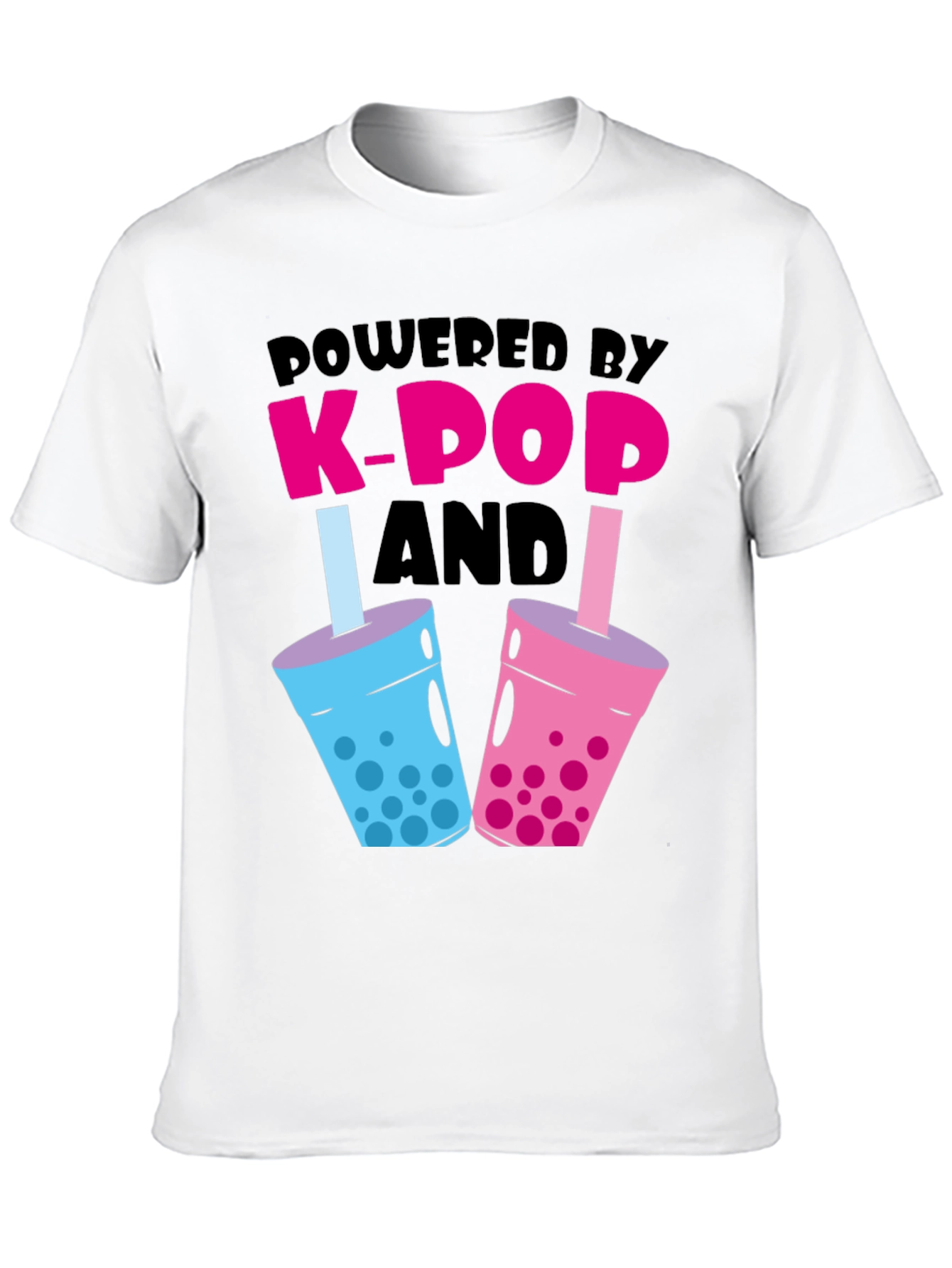 Powered by K-Pop and Boba Black T-Shirt