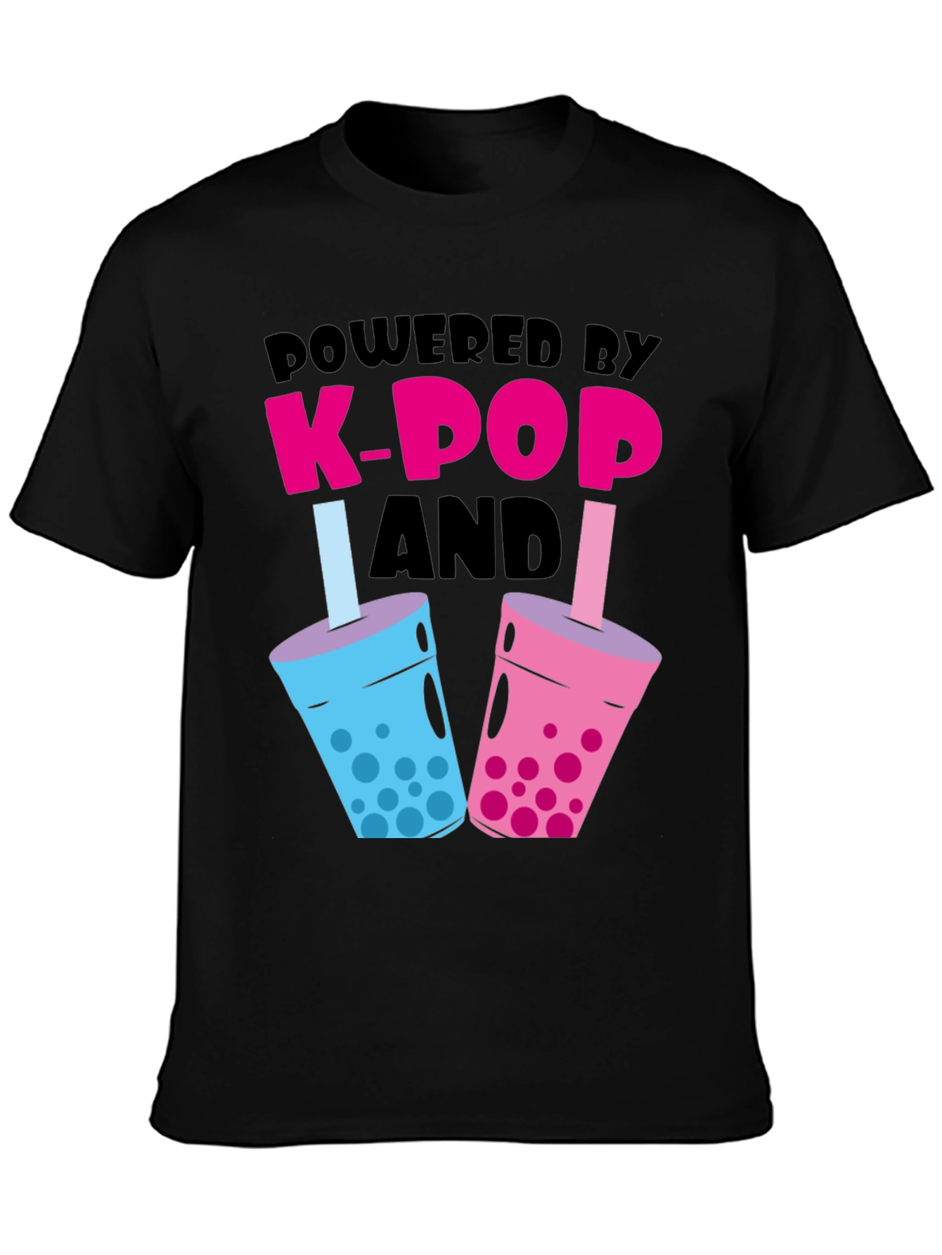 Powered by K-Pop and Boba Black T-Shirt