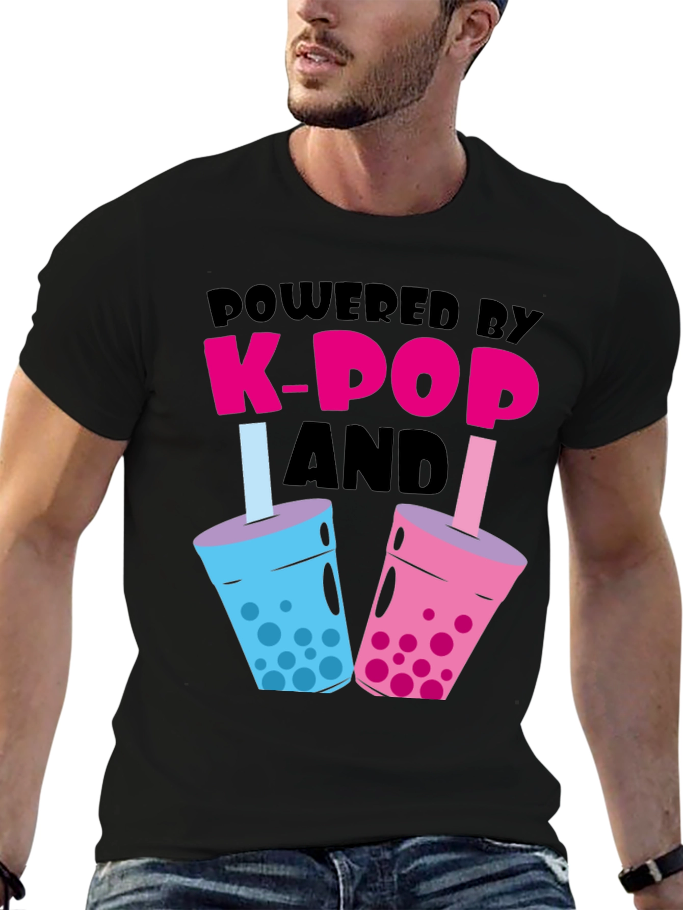 Powered by K-Pop and Boba Black T-Shirt