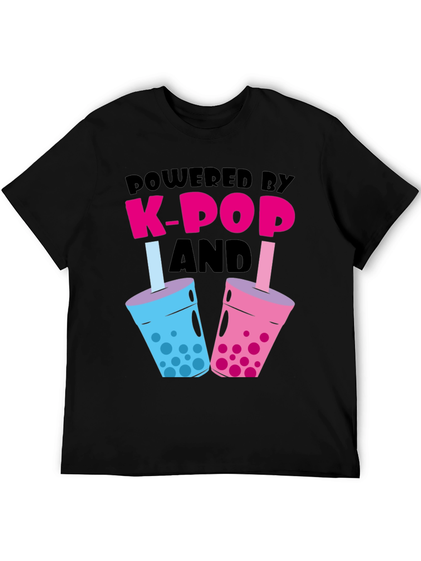 Powered by K-Pop and Boba Black T-Shirt