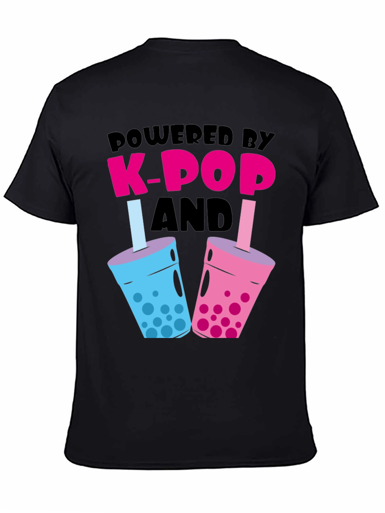 Powered by K-Pop and Boba Black T-Shirt