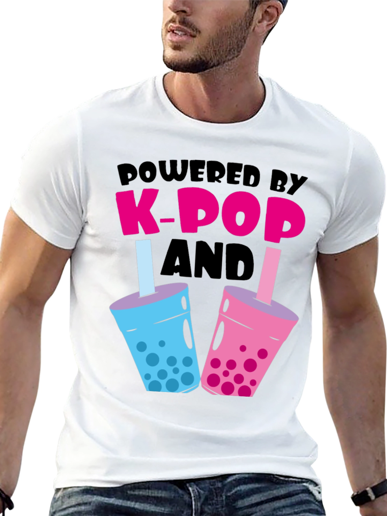 Powered by K-Pop and Boba Black T-Shirt