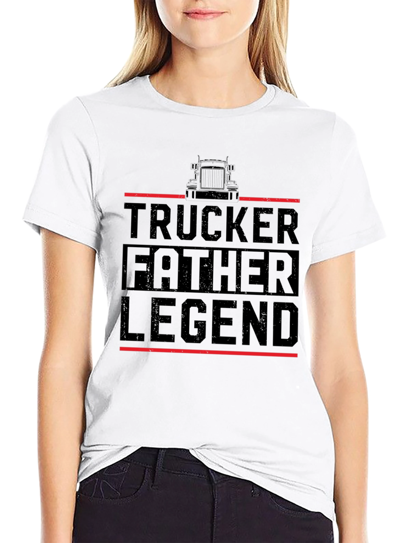 Trucker Father Legend T-Shirt - Black Graphic Tee