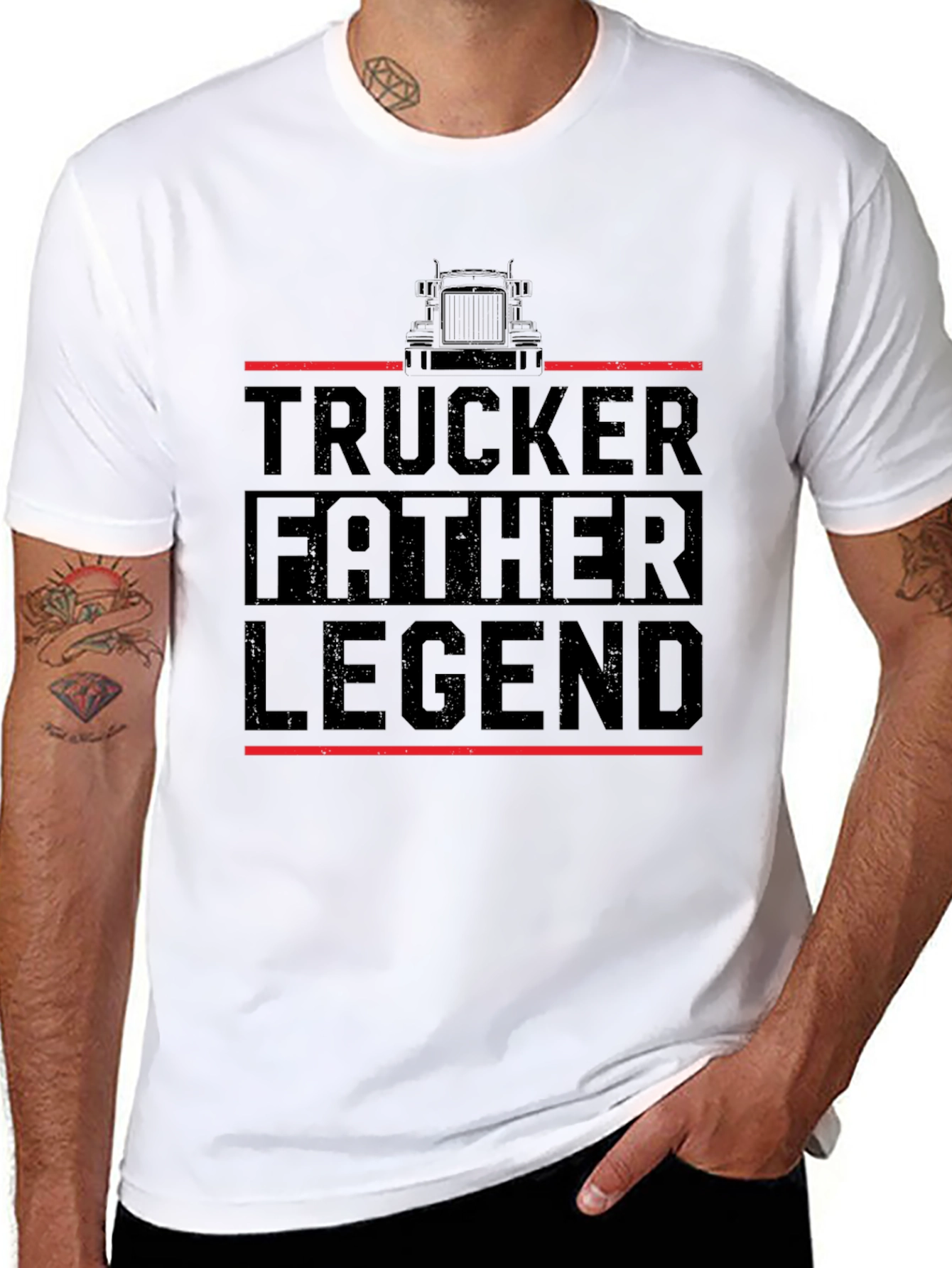 Trucker Father Legend T-Shirt - Black Graphic Tee