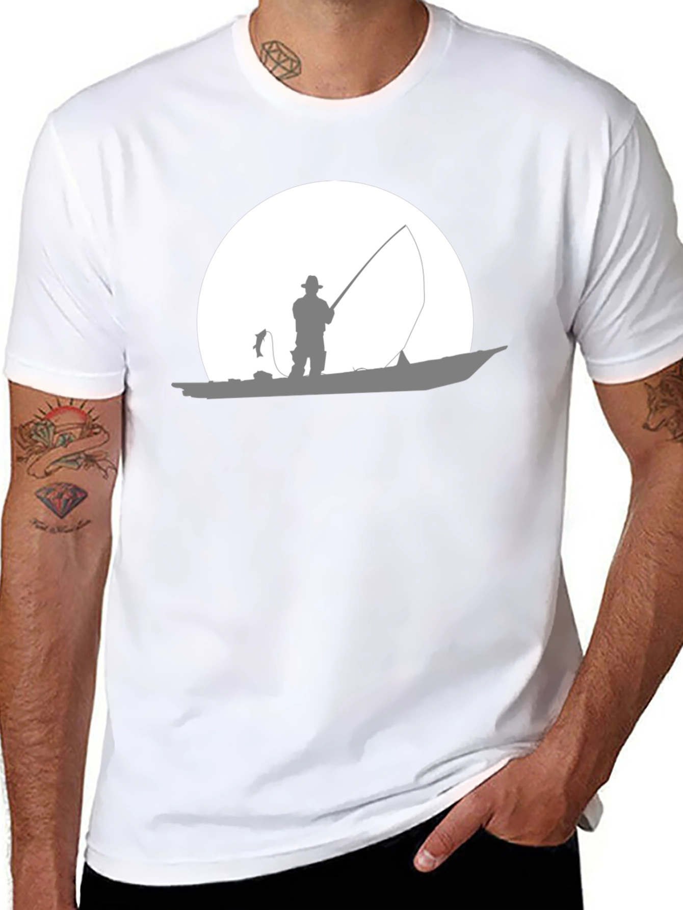 Fishing Silhouette T-Shirt - Black