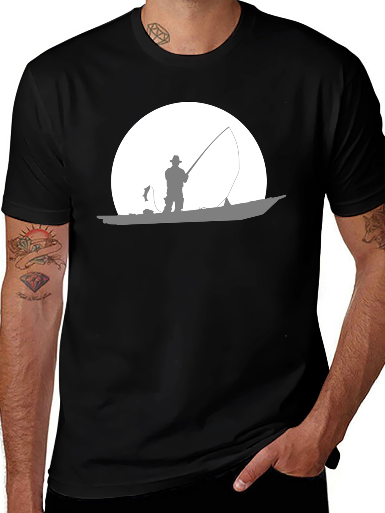 Fishing Silhouette T-Shirt - Black