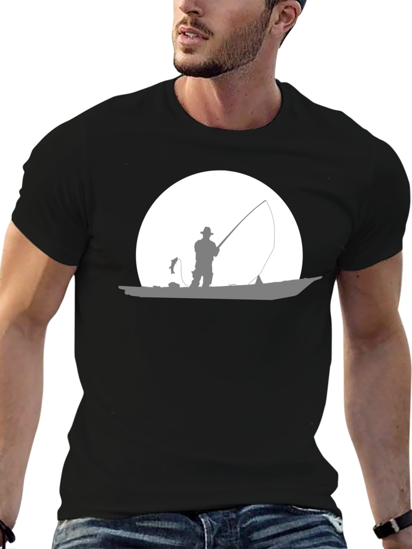 Fishing Silhouette T-Shirt - Black