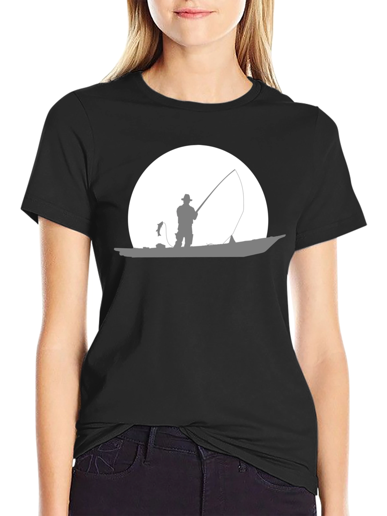 Fishing Silhouette T-Shirt - Black