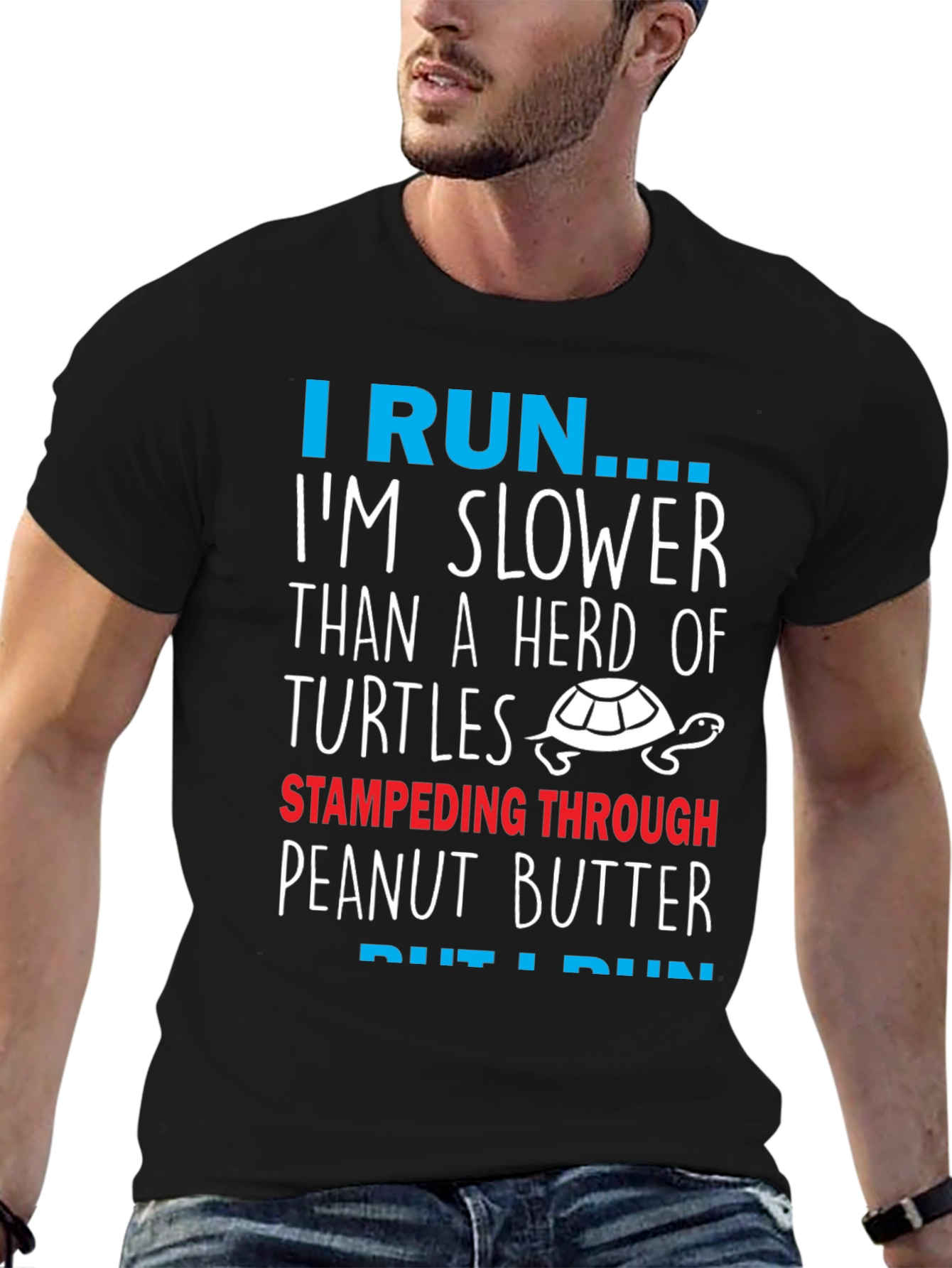 Funny Turtle Running T-Shirt: Slower Than a Herd!