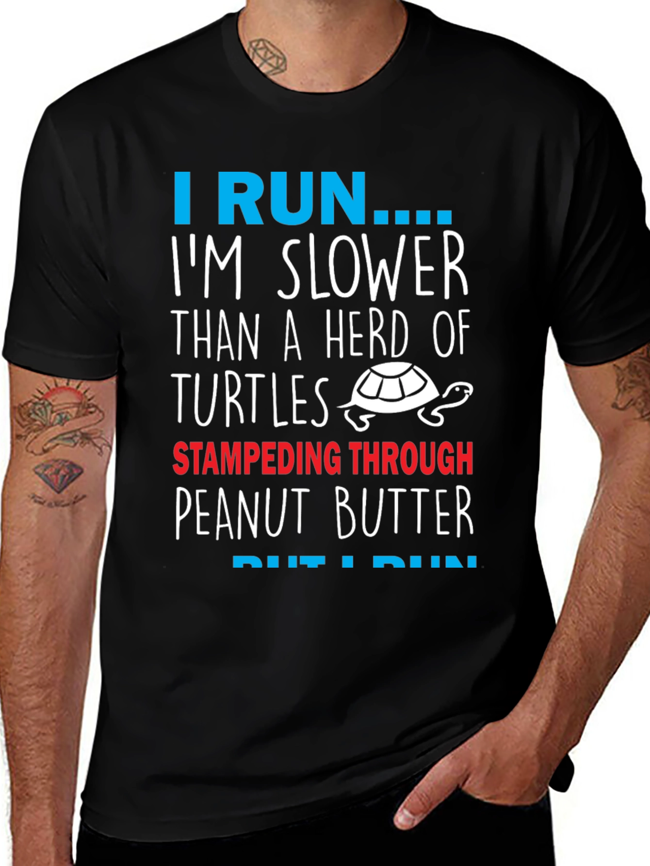 Funny Turtle Running T-Shirt: Slower Than a Herd!