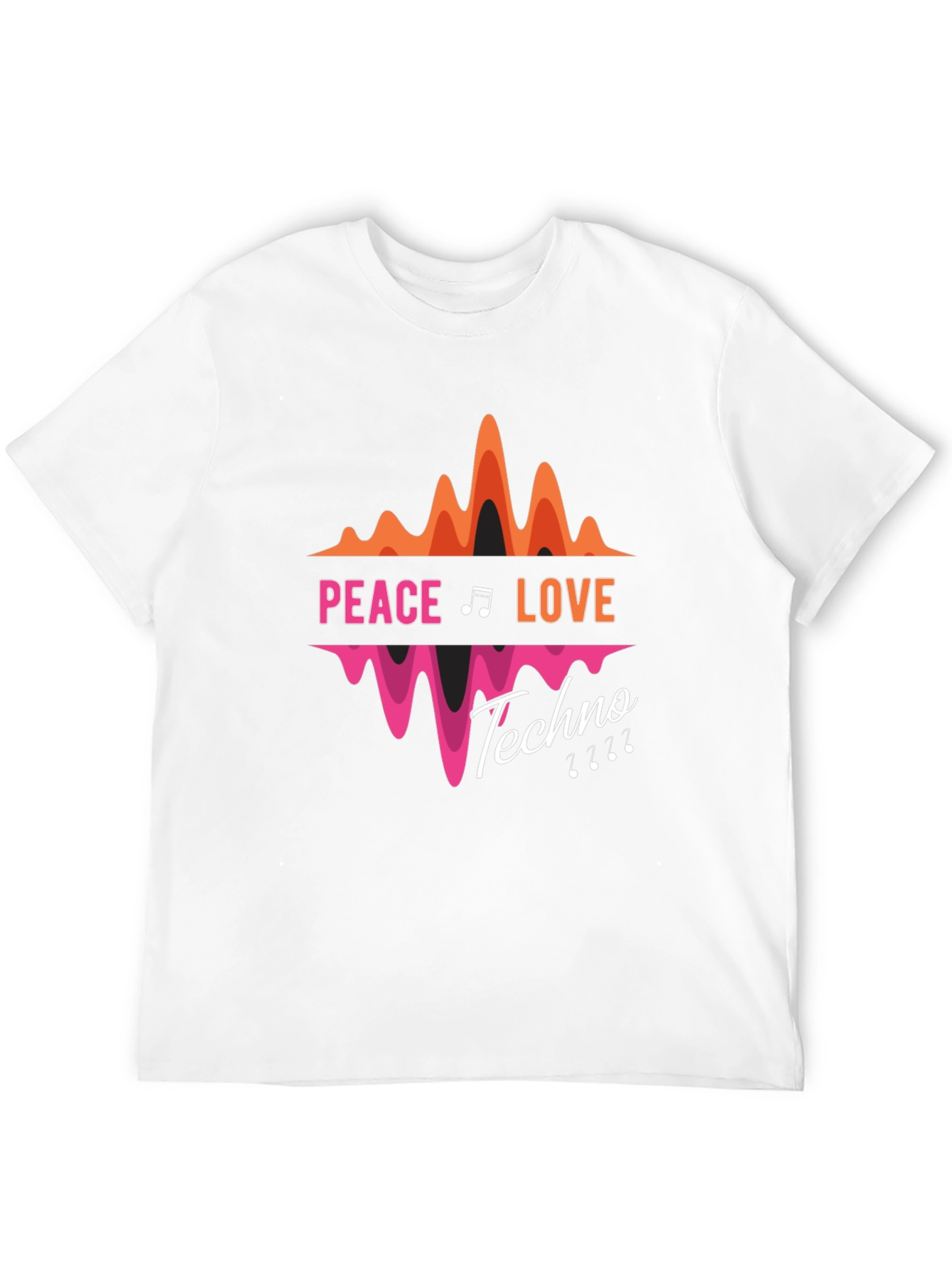 Peace Love Techno Black Graphic T-Shirt