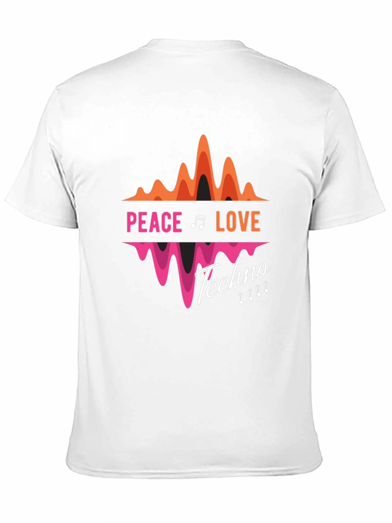 Peace Love Techno Black Graphic T-Shirt