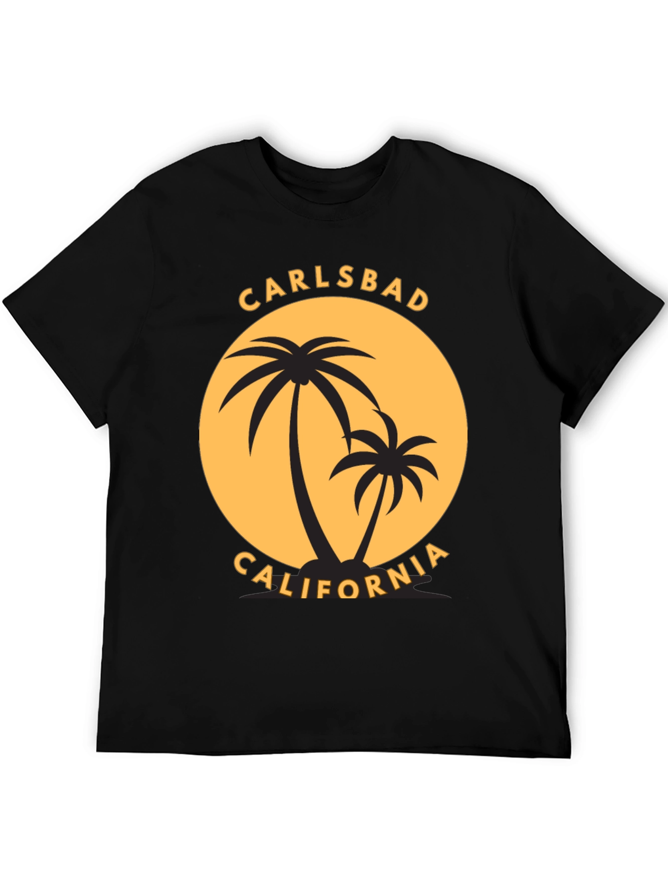 Carlsbad California Palm Tree Black T-Shirt