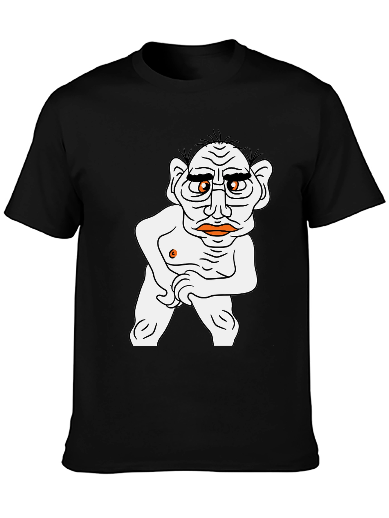 Black T-Shirt with Cartoon Man Graphic