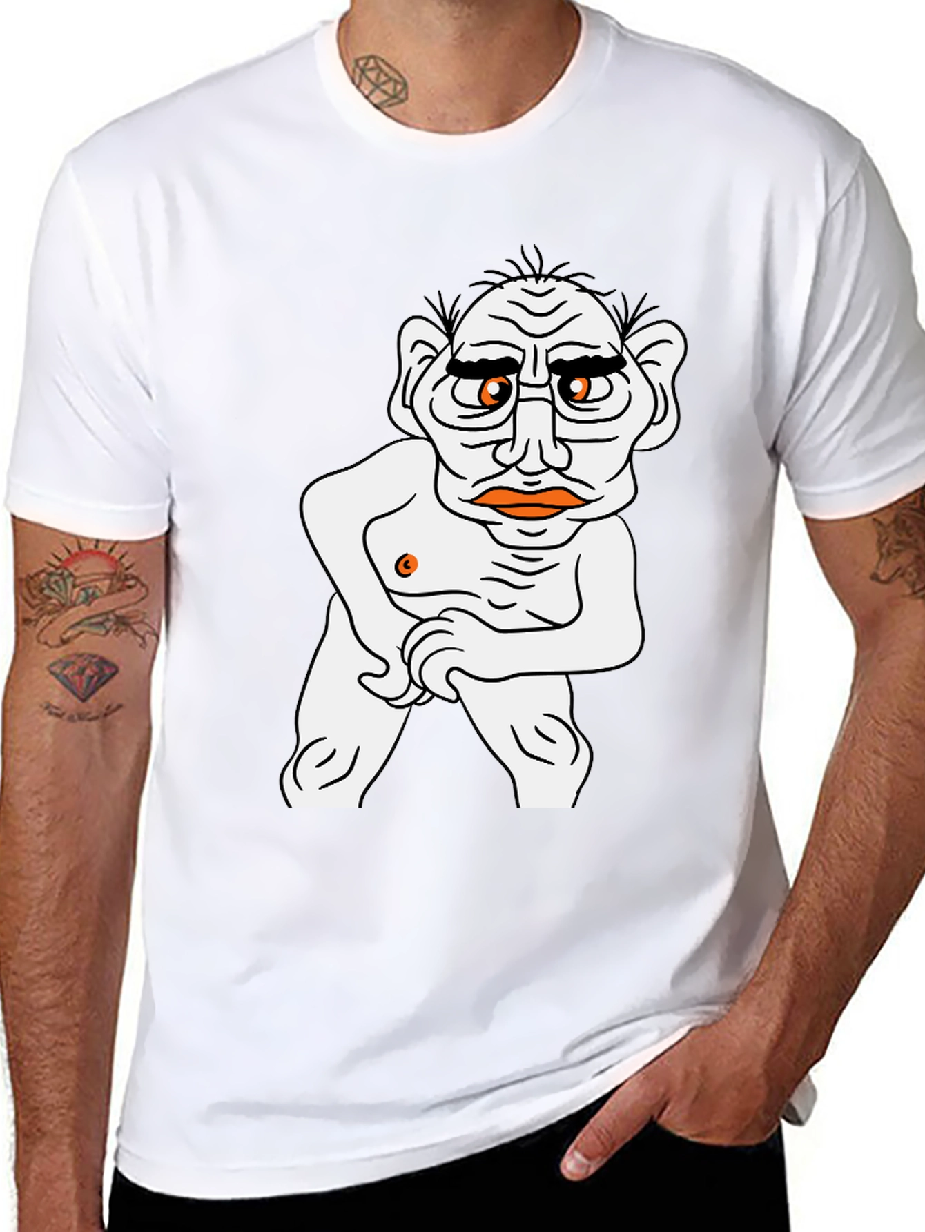 Black T-Shirt with Cartoon Man Graphic
