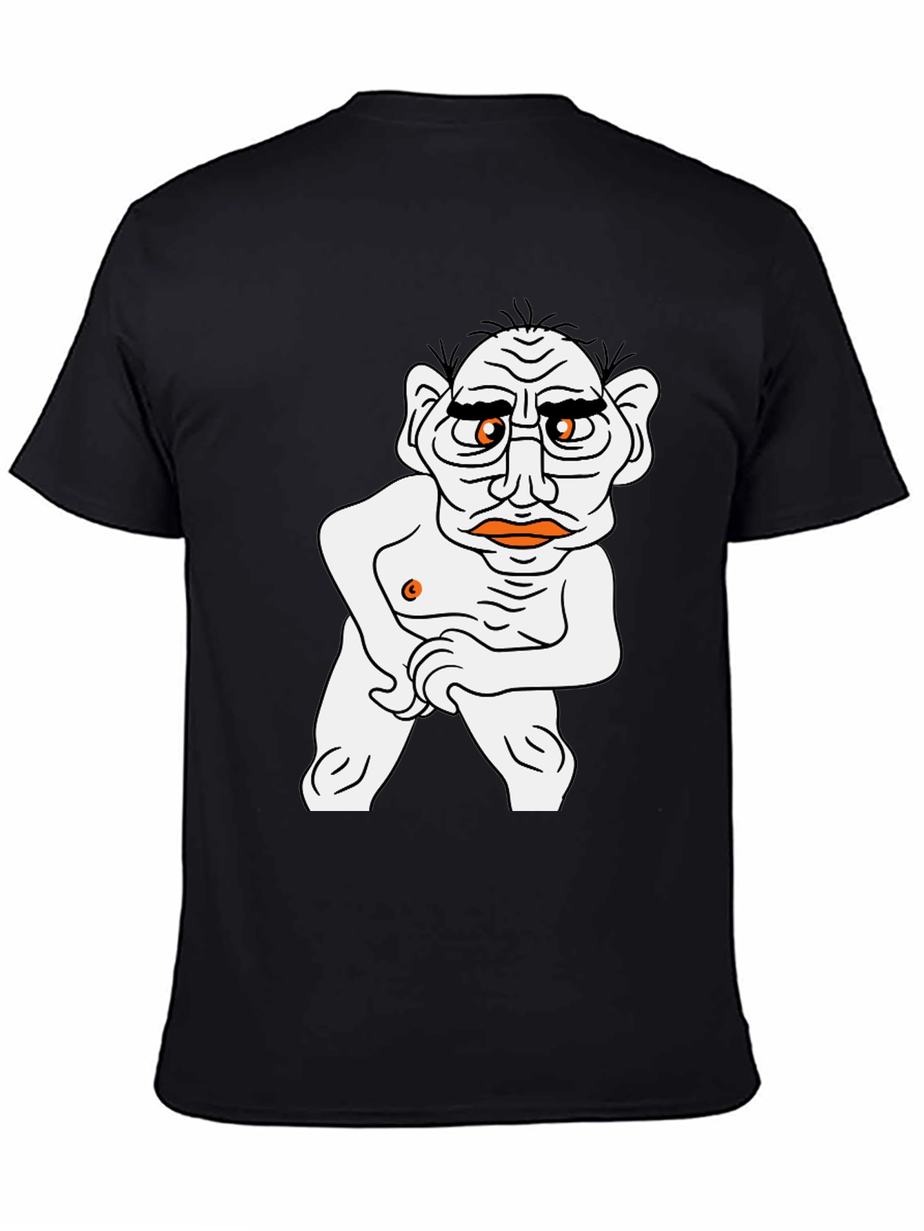Black T-Shirt with Cartoon Man Graphic
