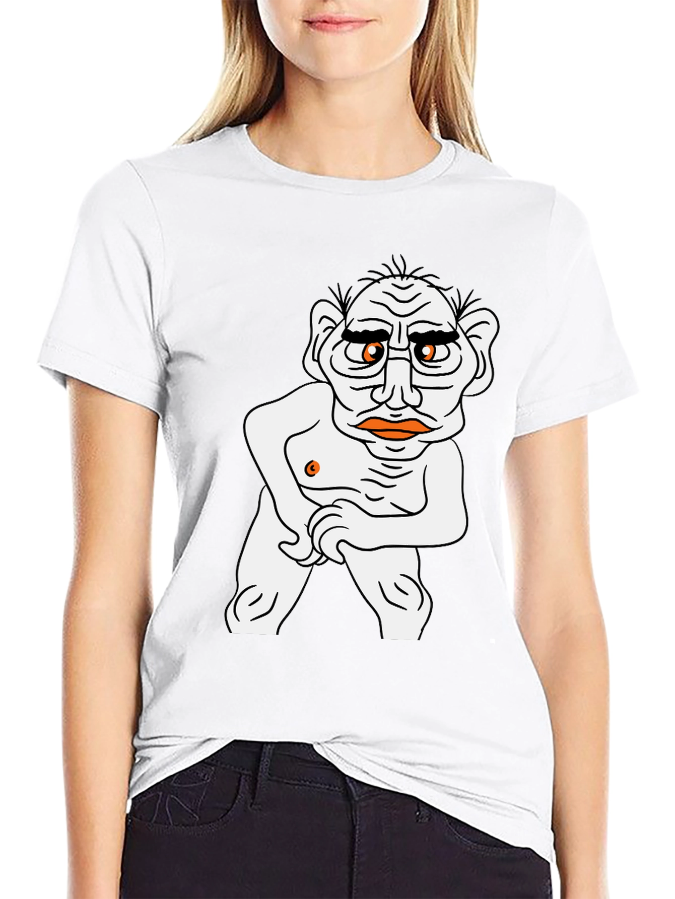 Black T-Shirt with Cartoon Man Graphic