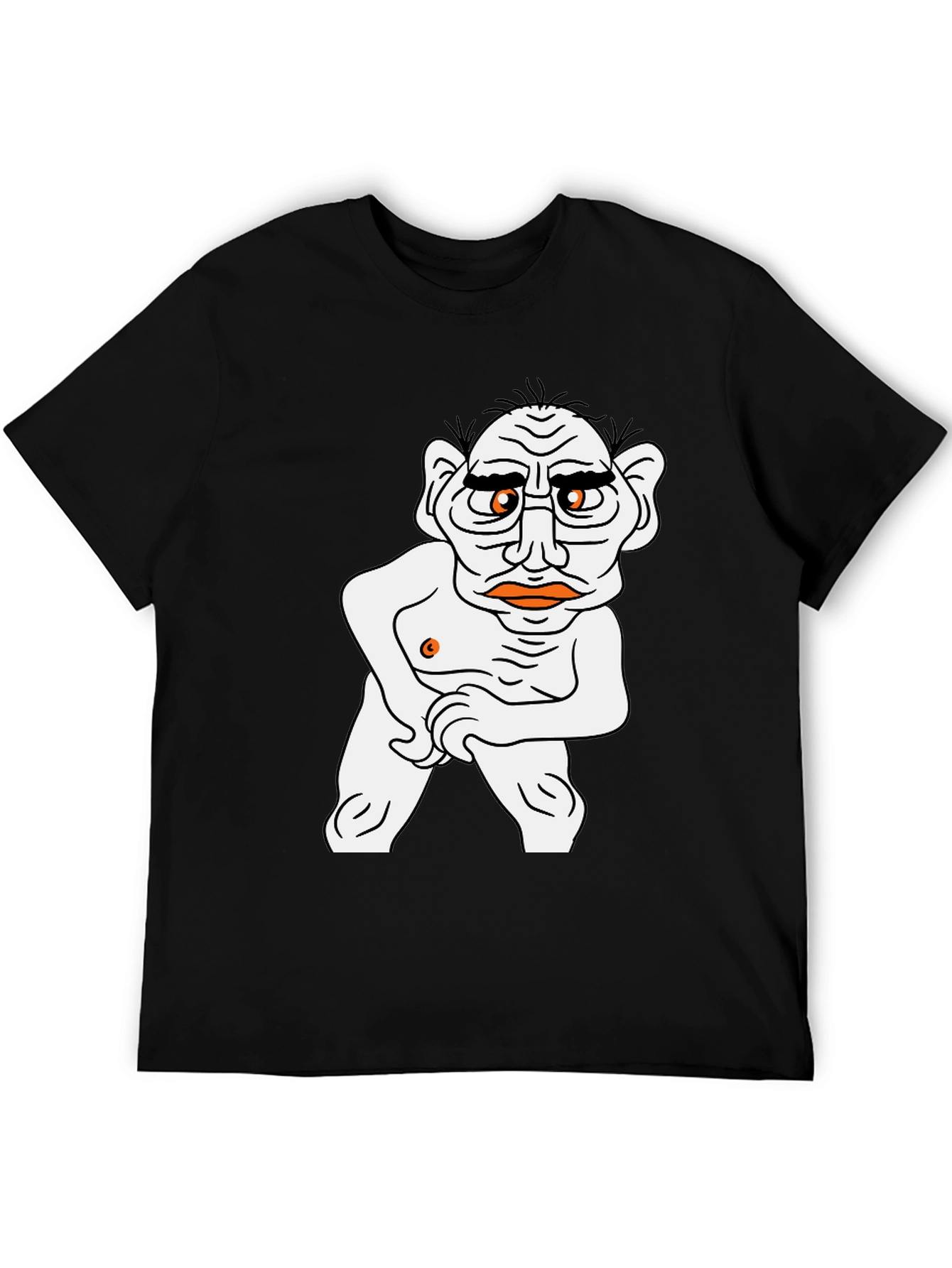 Black T-Shirt with Cartoon Man Graphic